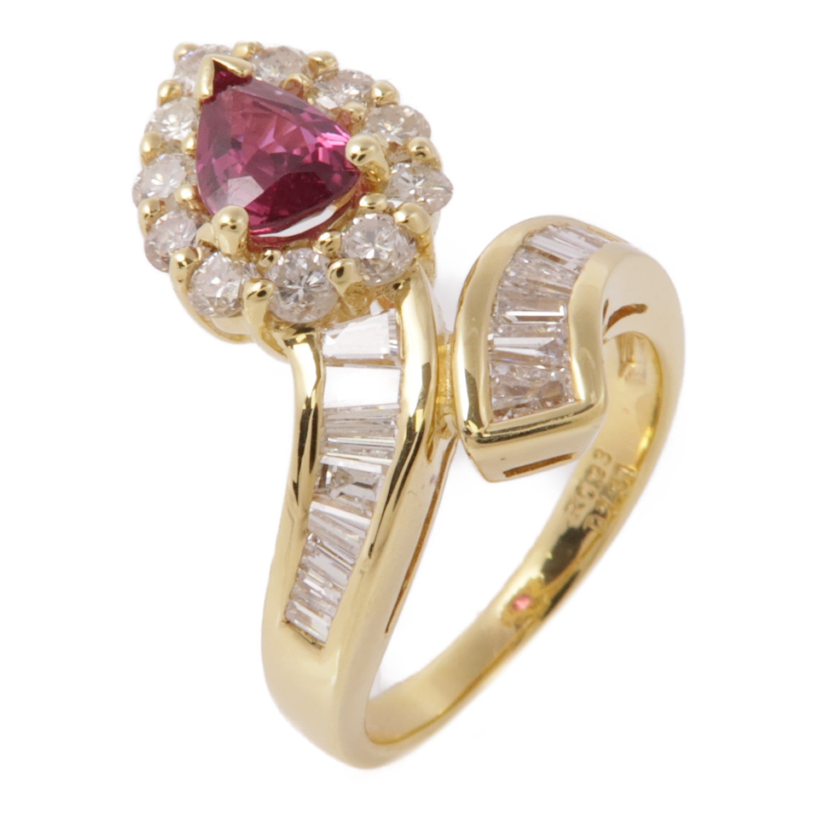 JEWELRY 18K黃金Ruby/Diamond Ring紅寶石/鑽石戒指US#7