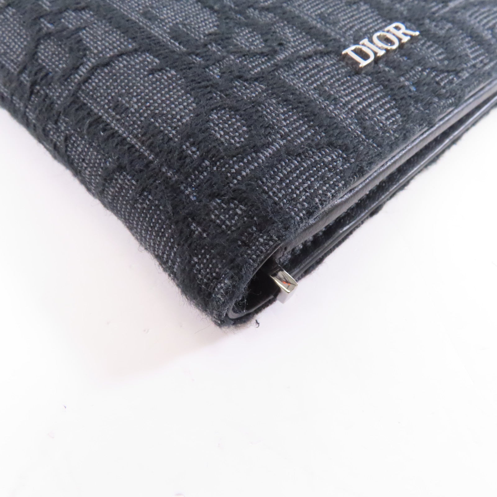 Dior 帆布Oblique Long Wallet銀扣長錢包黑色