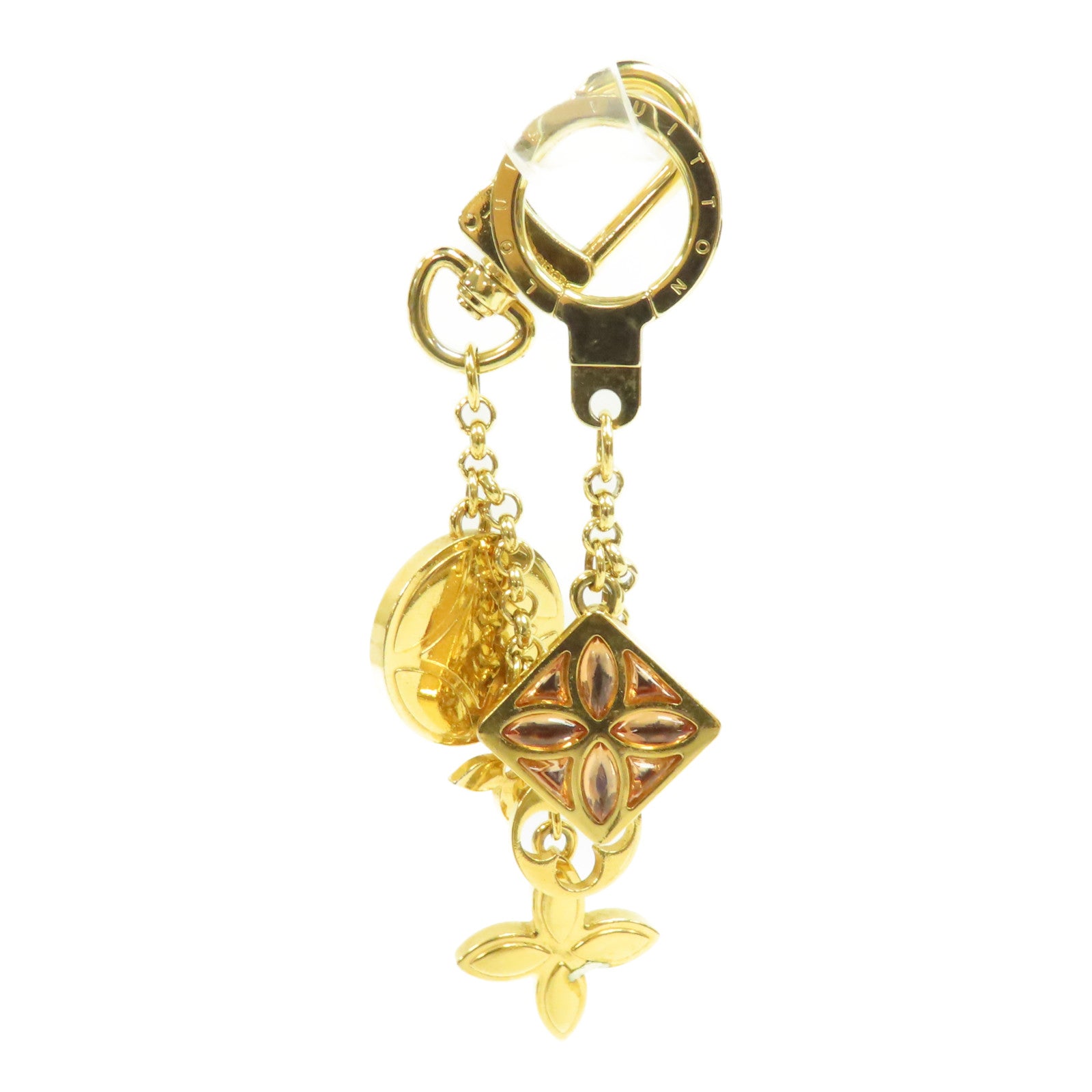 LOUIS VUITTON 金屬Porte Cresienne Ice Flower Bag Charm掛飾金色