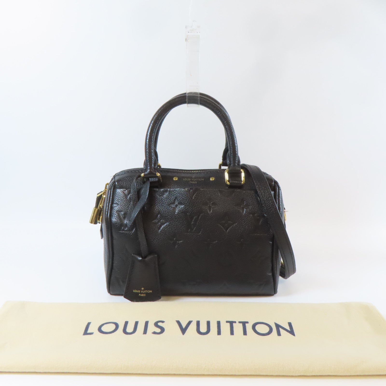 LOUIS VUITTON Monogram Empreinte Speedy Bandouliere 20金扣手挽肩背兩用袋黑色