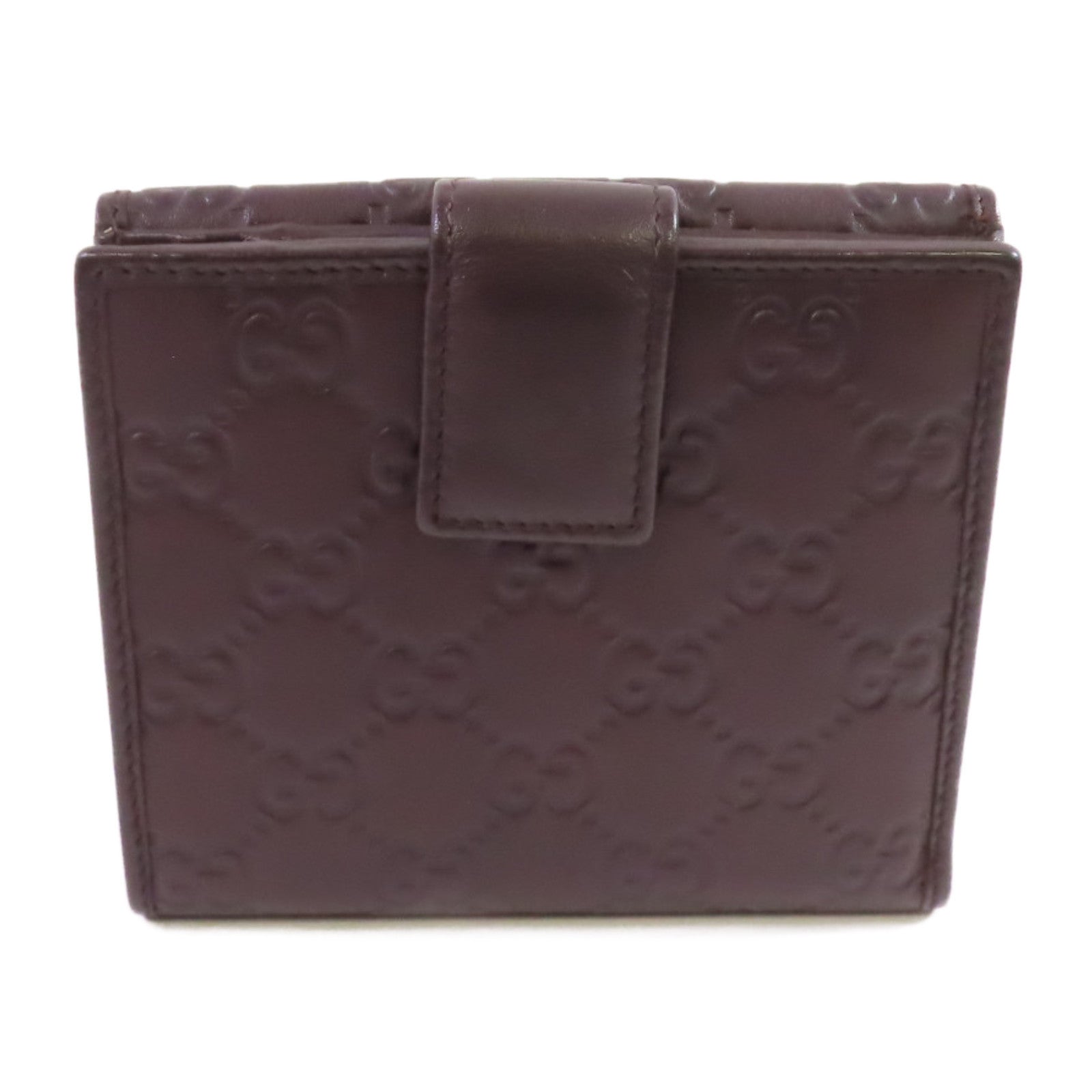 GUCCI 牛皮皮革W Hook Wallet金扣短錢包啡色