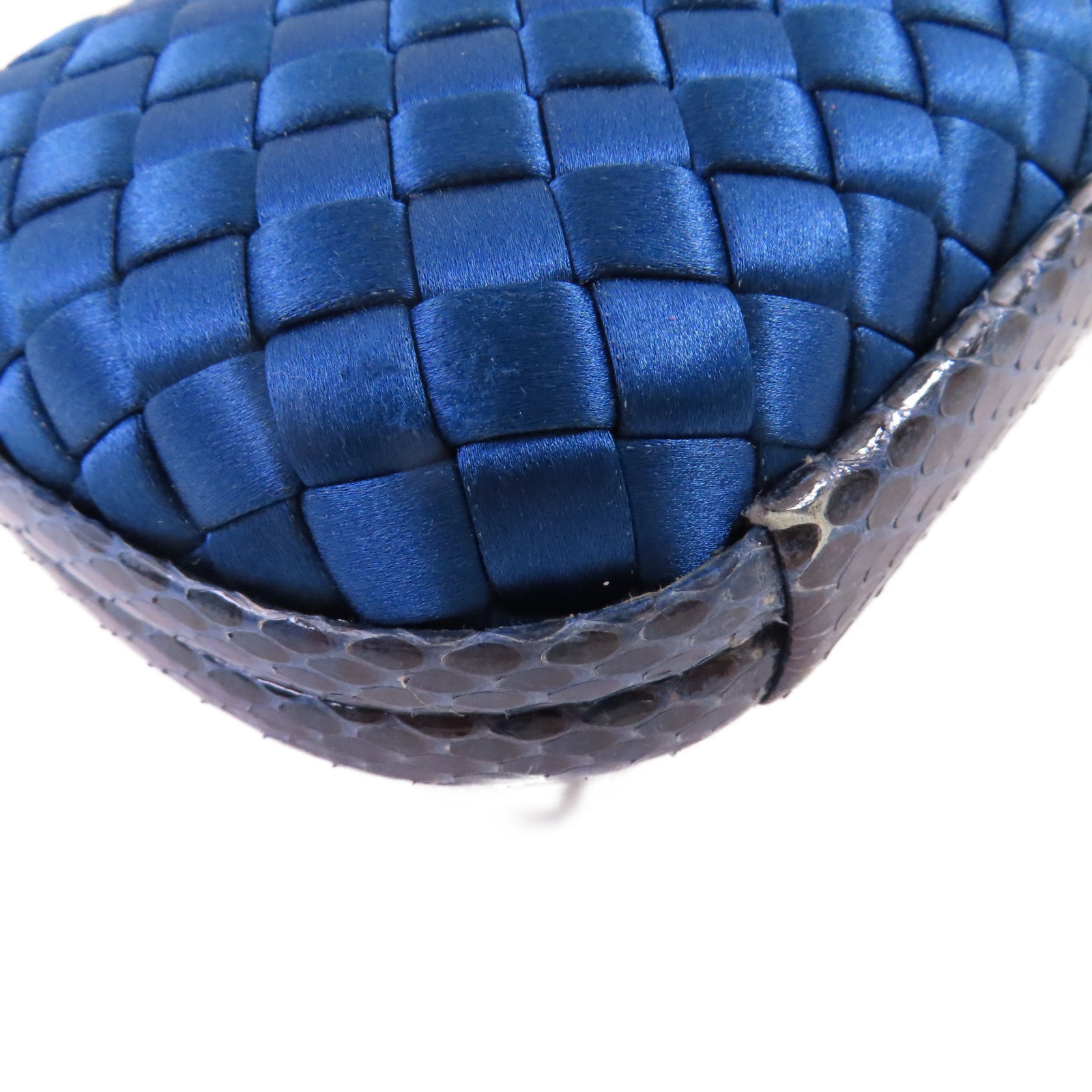 BOTTEGA VENETA 【激減優惠】緞布/蛇皮皮革Clutch Bag手拿包藍色