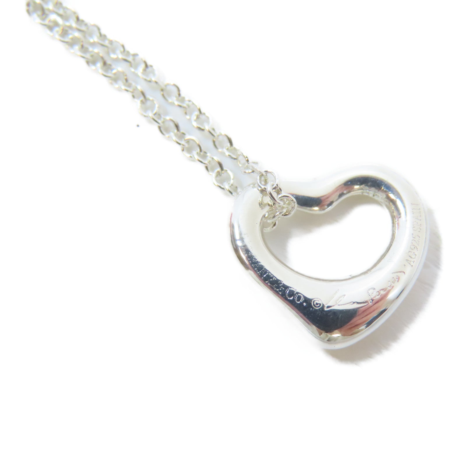 TIFFANY＆CO 925純銀Elsa Peretti Heart Pendant Necklace項鍊#40cm