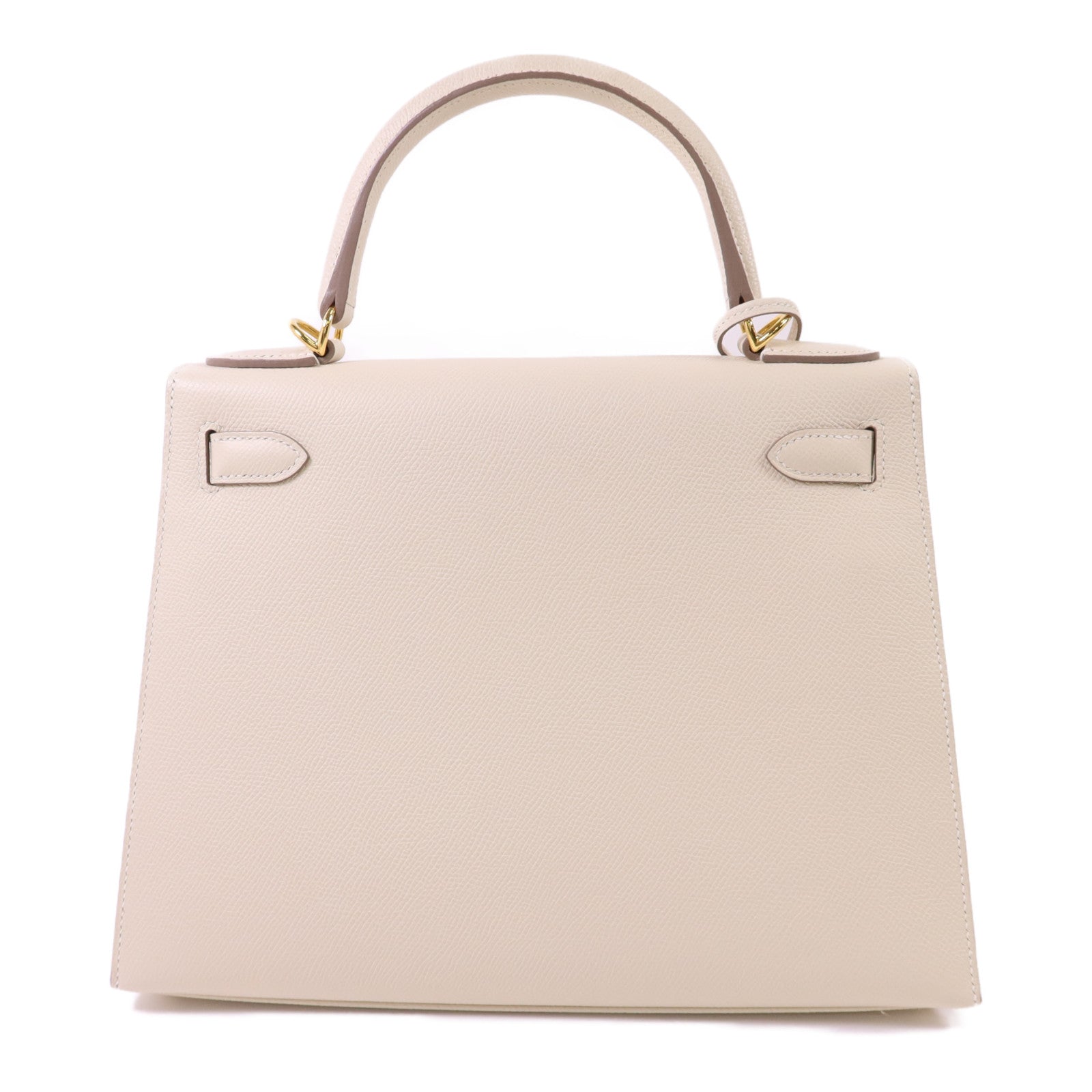HERMES Epsom皮革Kelly 28金扣手挽肩背兩用袋Craie