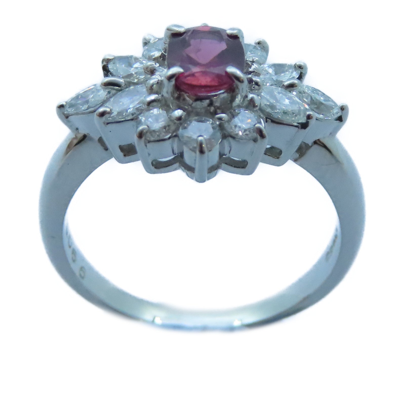 JEWELRY 【激減優惠】PT850白金Sapphire/Diamond Ring寶石/鑽石戒指US#5.75