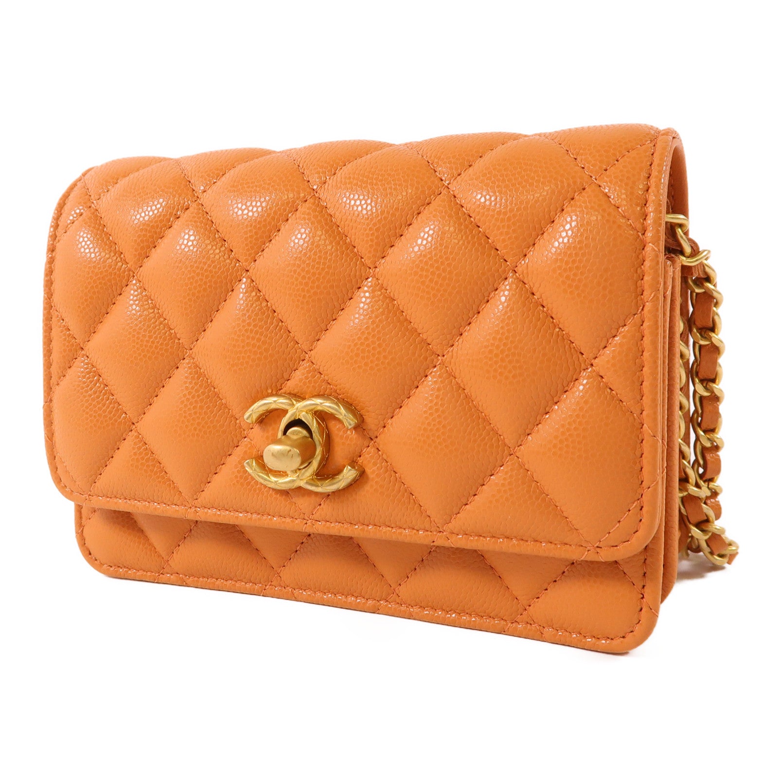 CHANEL 牛皮皮革Chain Shoulder Bag金扣鏈帶肩背袋