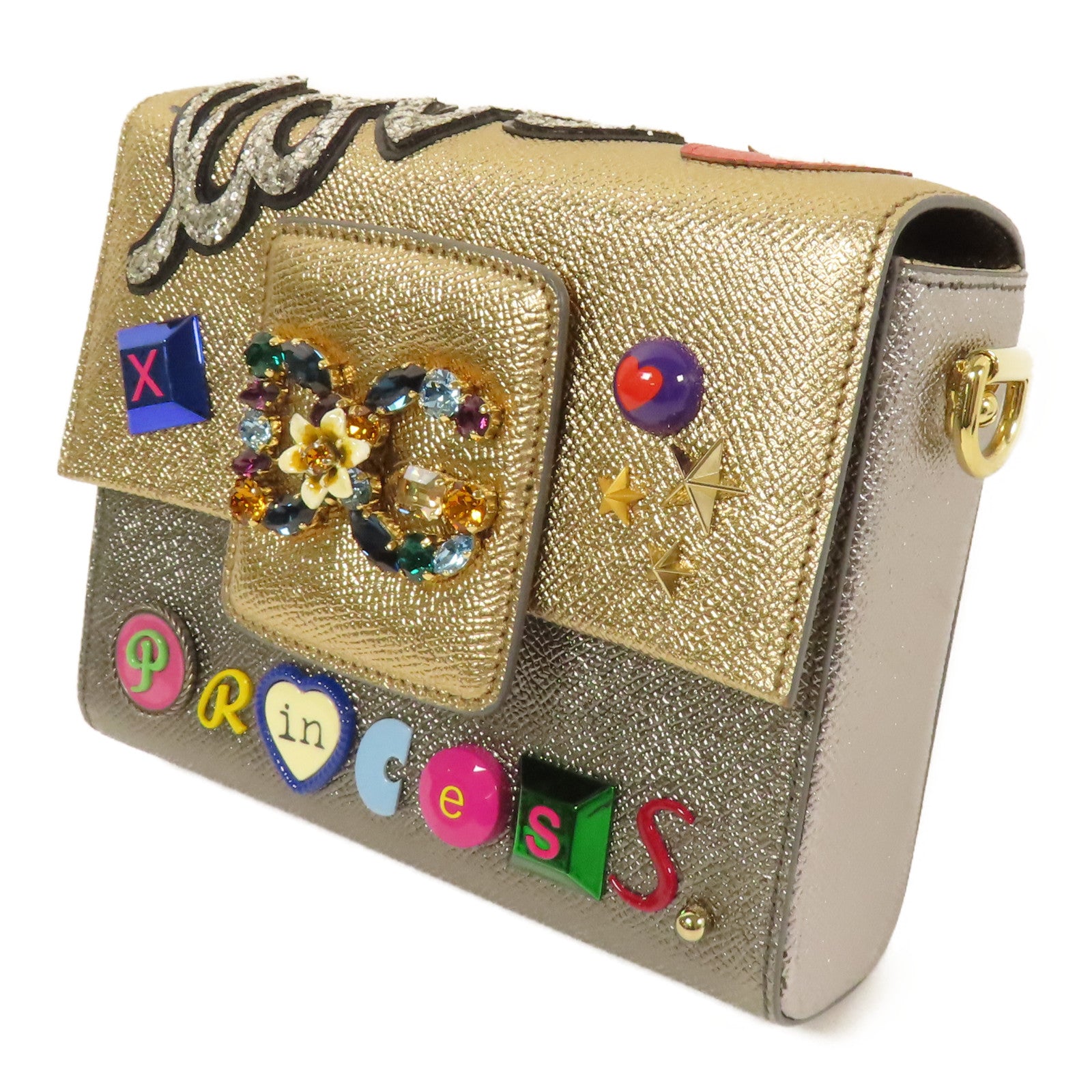 D&G 牛皮皮革Shoulder Bag金扣肩背袋