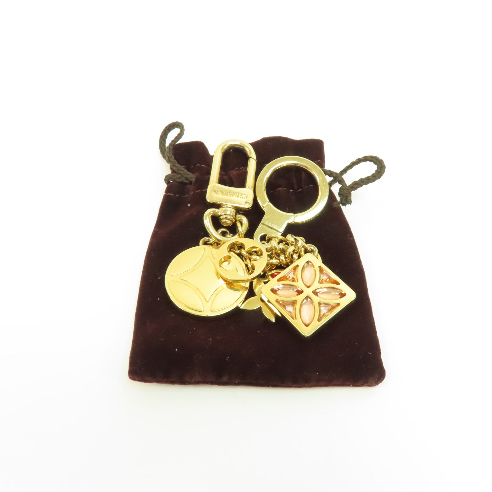 LOUIS VUITTON 金屬Porte Cresienne Ice Flower Bag Charm掛飾金色