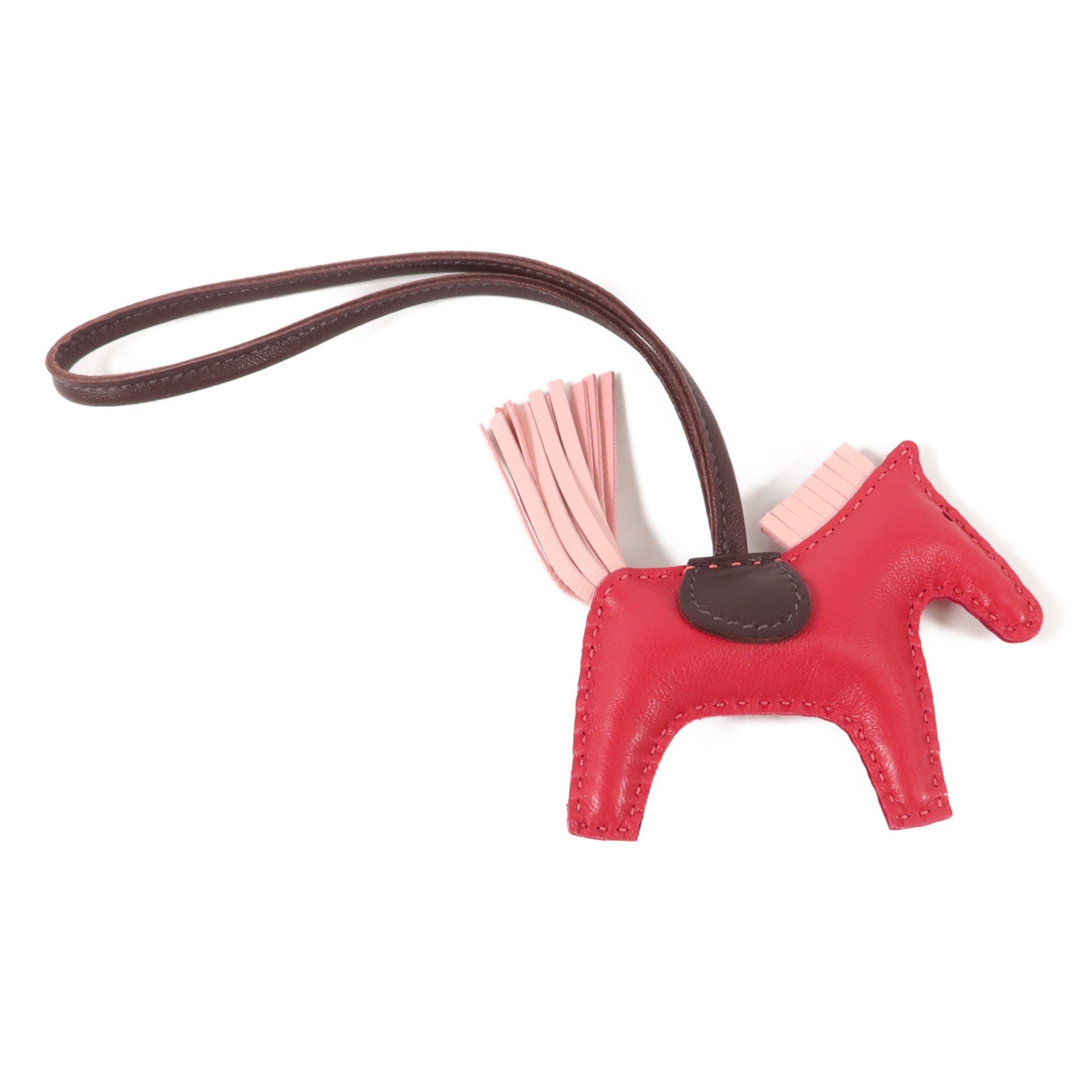 HERMES Milo皮革Rodeo PM掛飾Framboise/Rose Sakura/Rouge Sellier