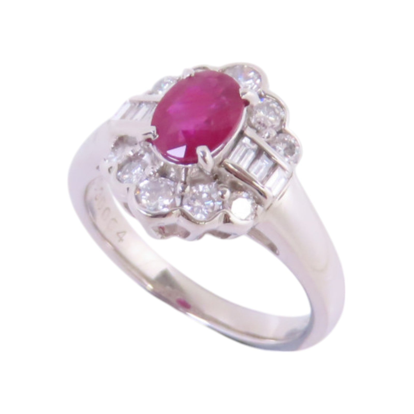 JEWELRY 【激減優惠】PT900鉑金/紅寶石/鑽石Ruby Diamond Ring戒指US#5