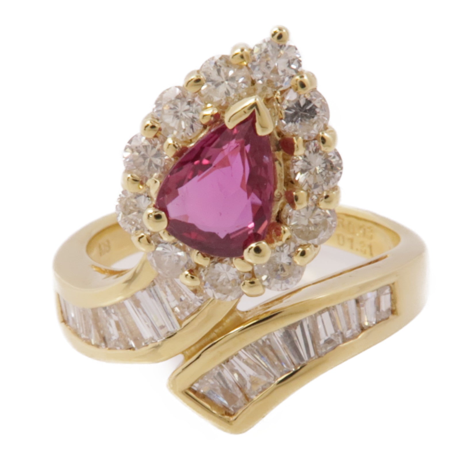 JEWELRY 18K黃金Ruby/Diamond Ring紅寶石/鑽石戒指US#7