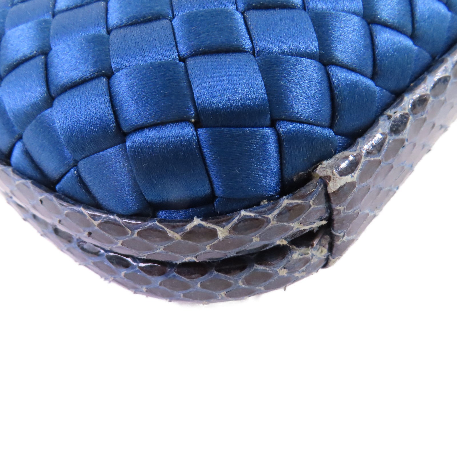BOTTEGA VENETA 【激減優惠】緞布/蛇皮皮革Clutch Bag手拿包藍色
