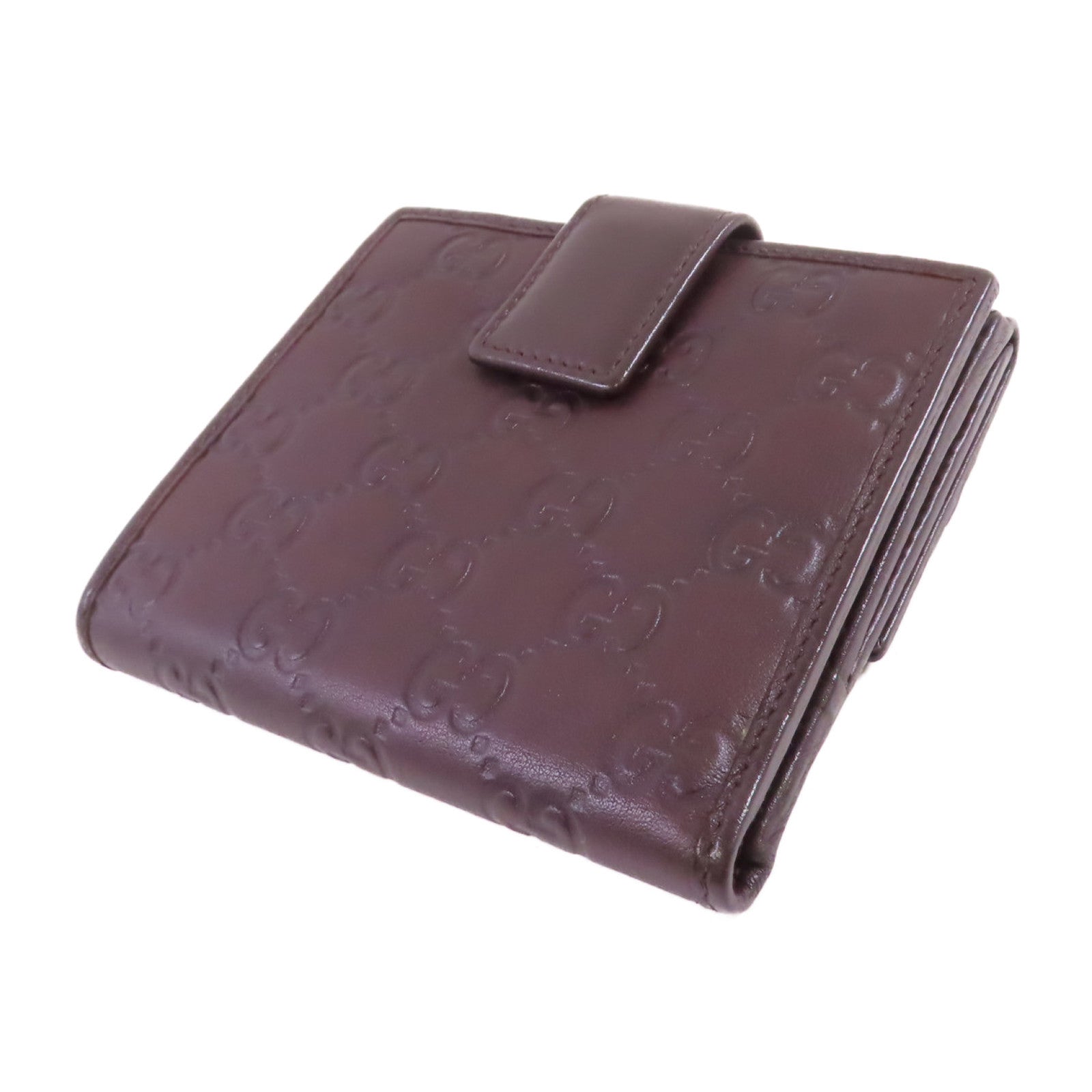GUCCI 牛皮皮革W Hook Wallet金扣短錢包啡色