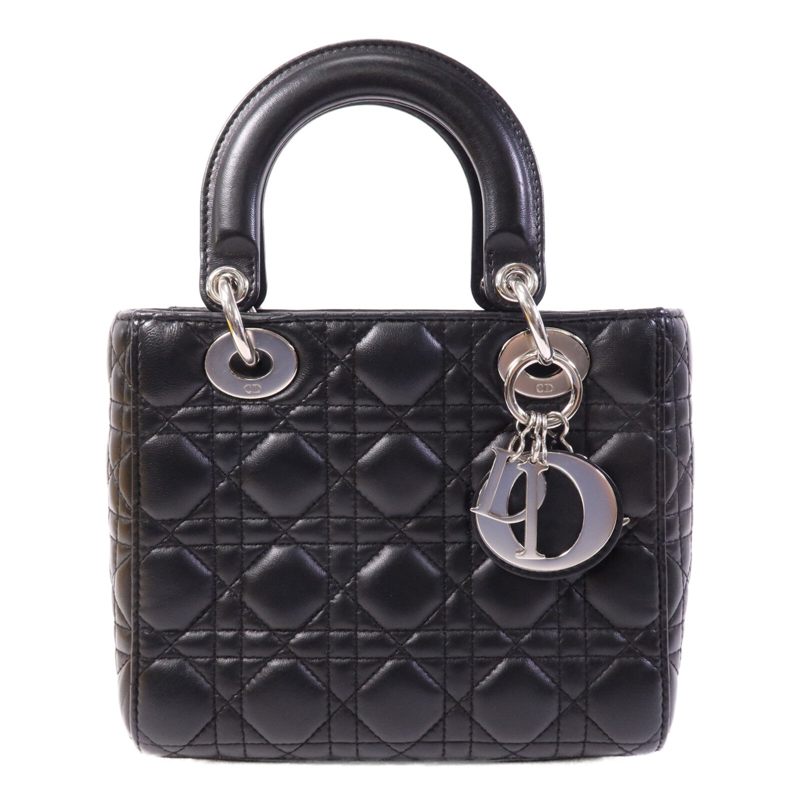 Dior 羊皮皮革Lady Dior Small銀扣手挽袋