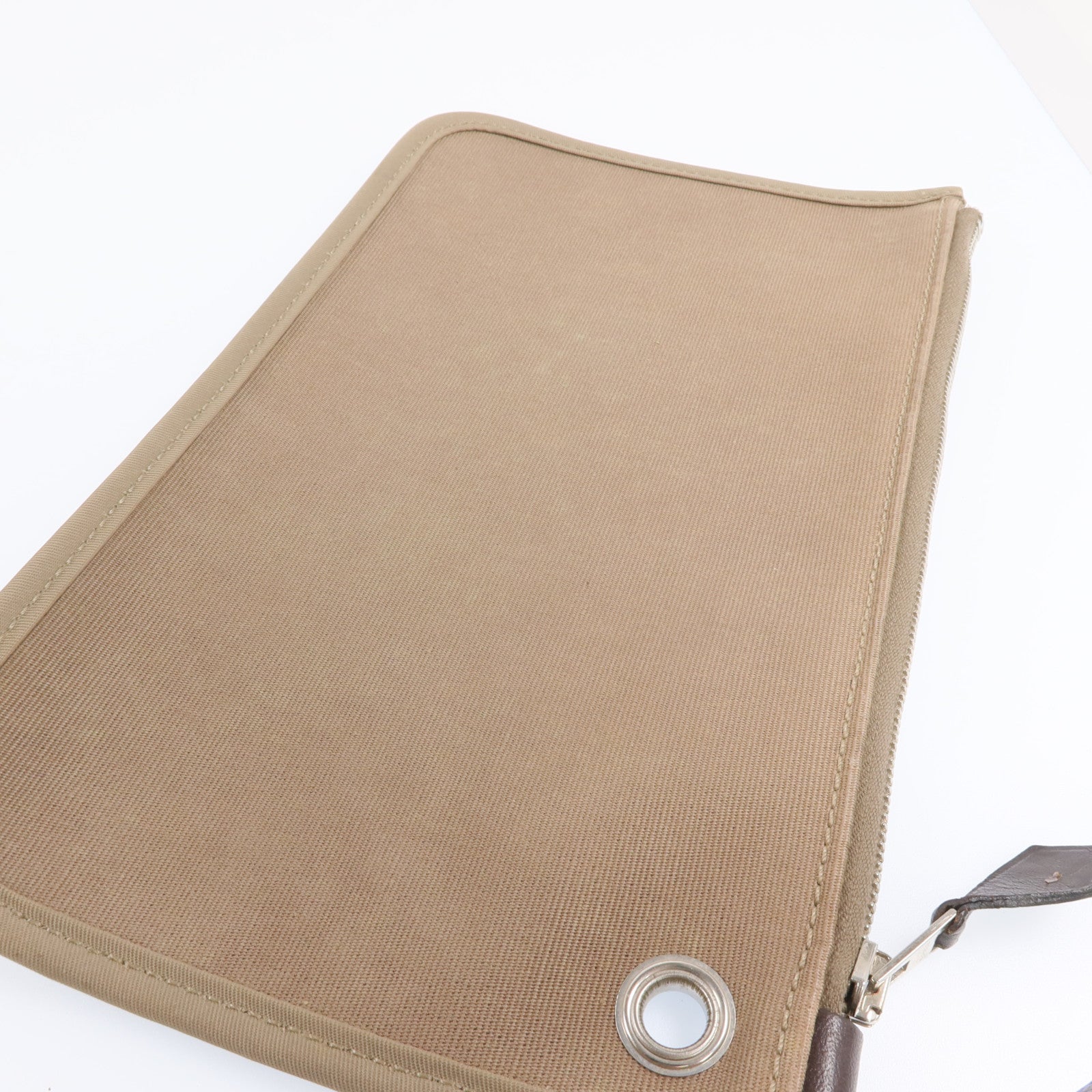 HERMES 帆布Herbag PM銀扣手挽肩背兩用袋Etoupe