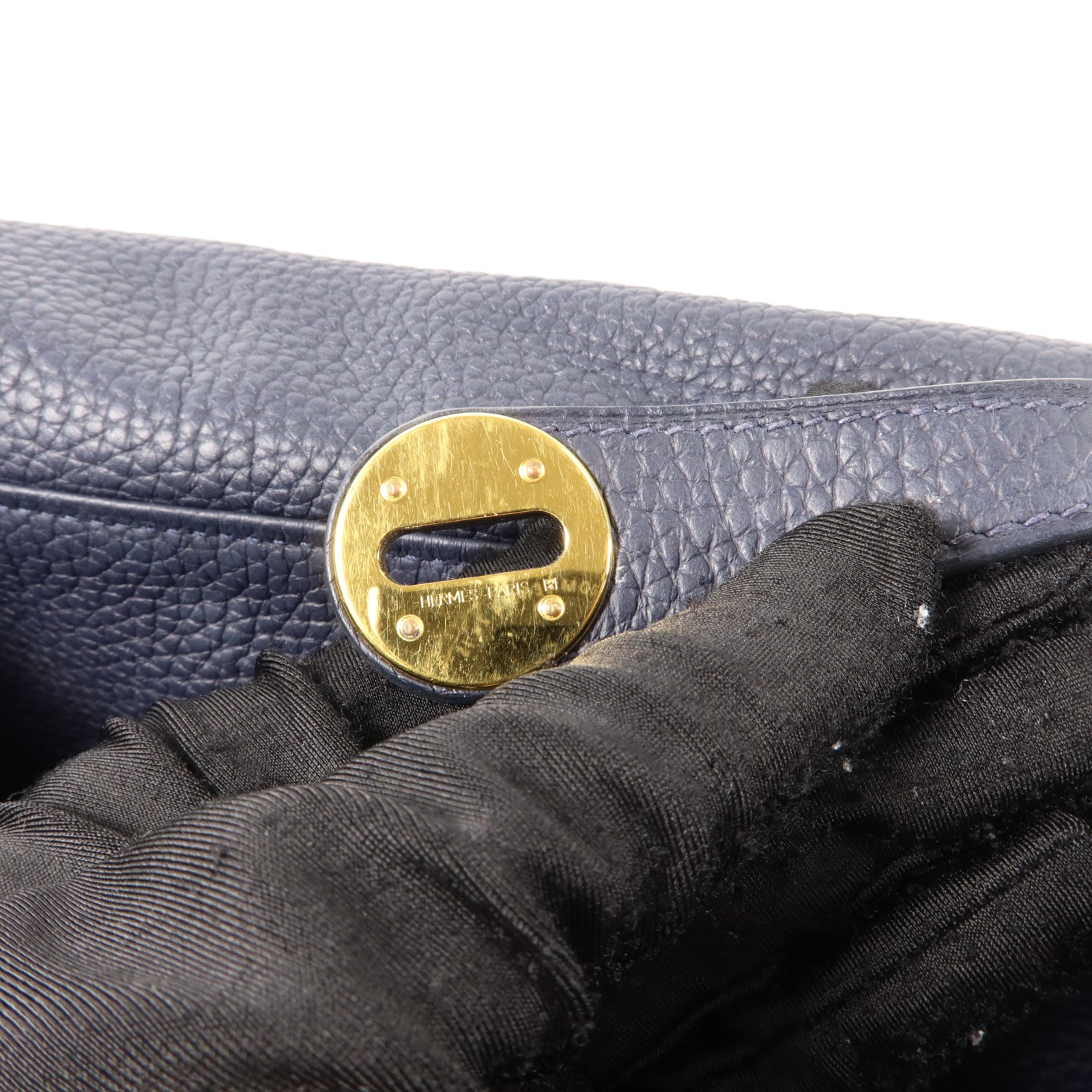 HERMES Clemence皮革Lindy 26手挽肩背兩用袋Bleu Nuit