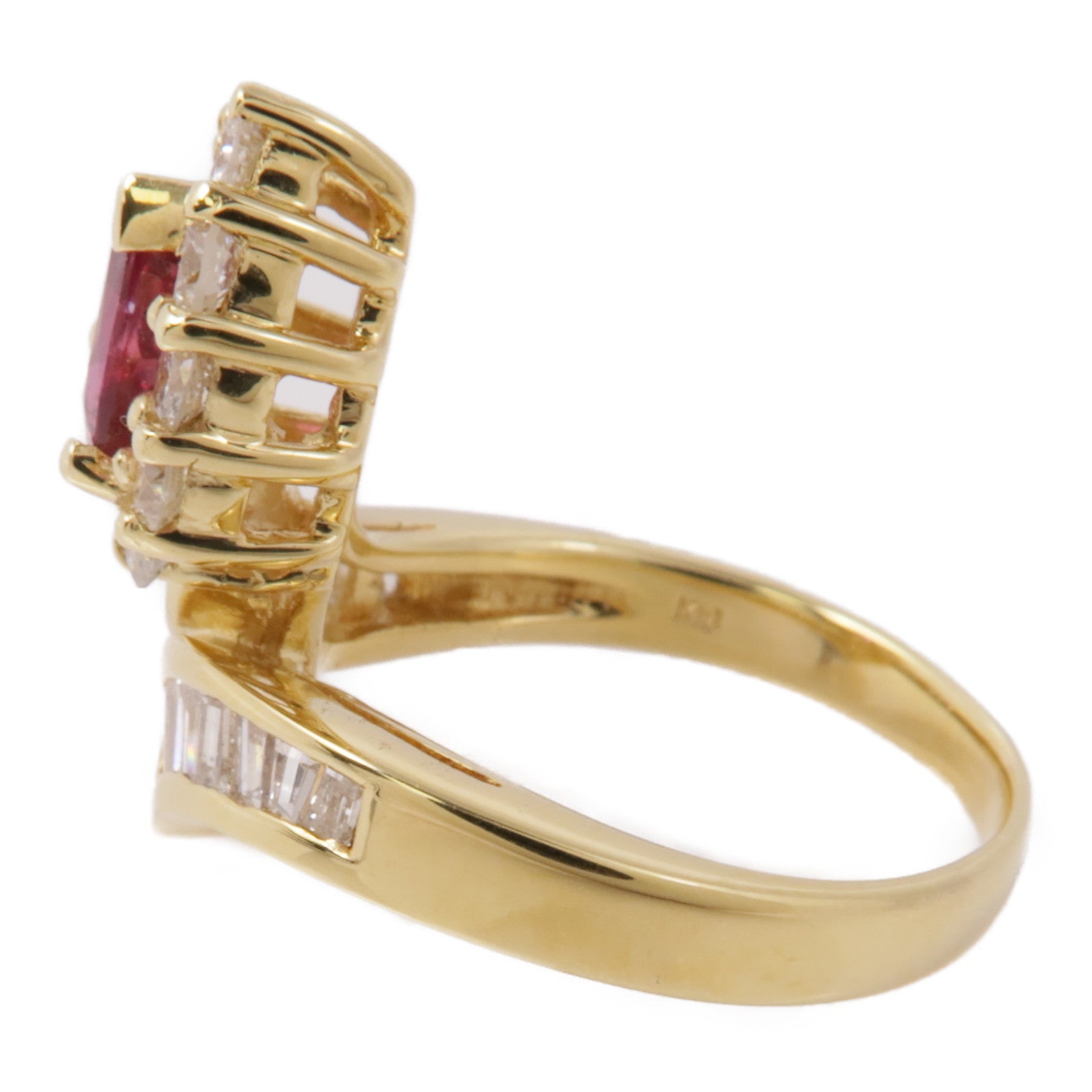 JEWELRY 18K黃金Ruby/Diamond Ring紅寶石/鑽石戒指US#7