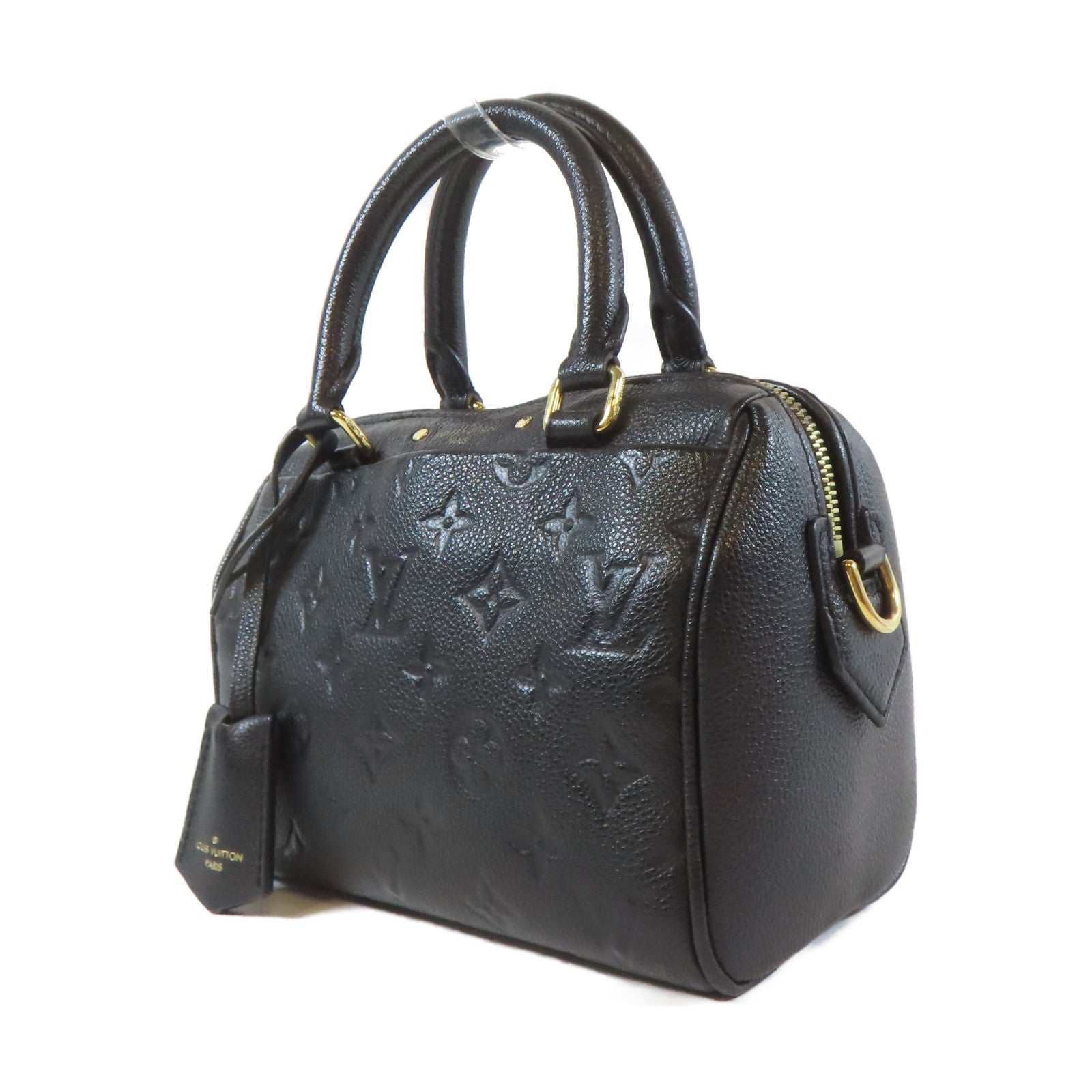 LOUIS VUITTON Monogram Empreinte Speedy Bandouliere 20金扣手挽肩背兩用袋黑色