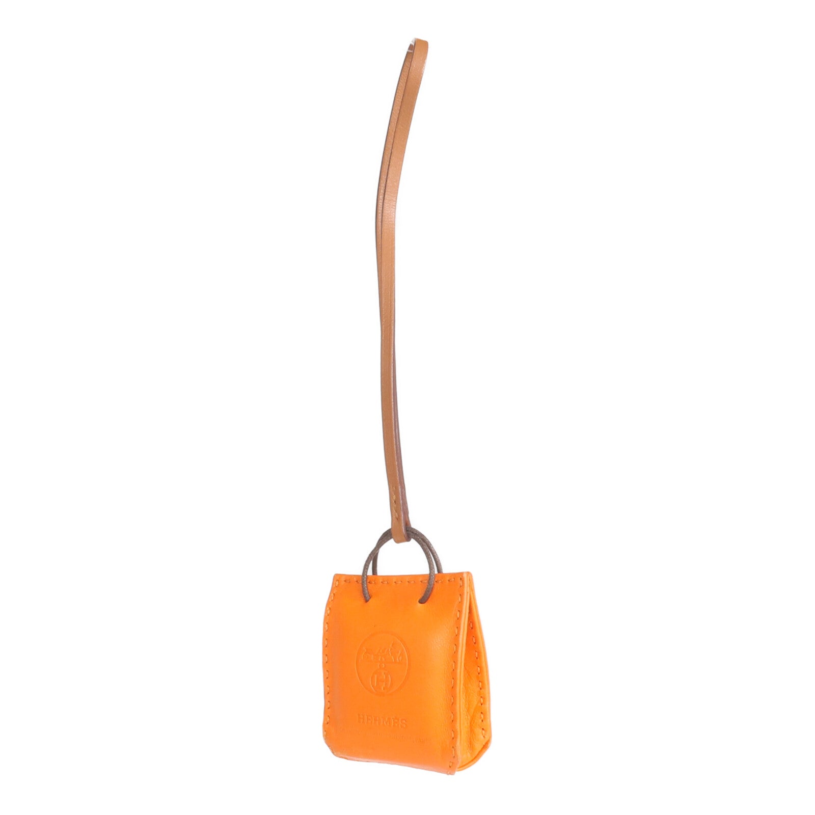 HERMES Milo/Swift皮革Sac Orange Bag Charm掛飾Orange H