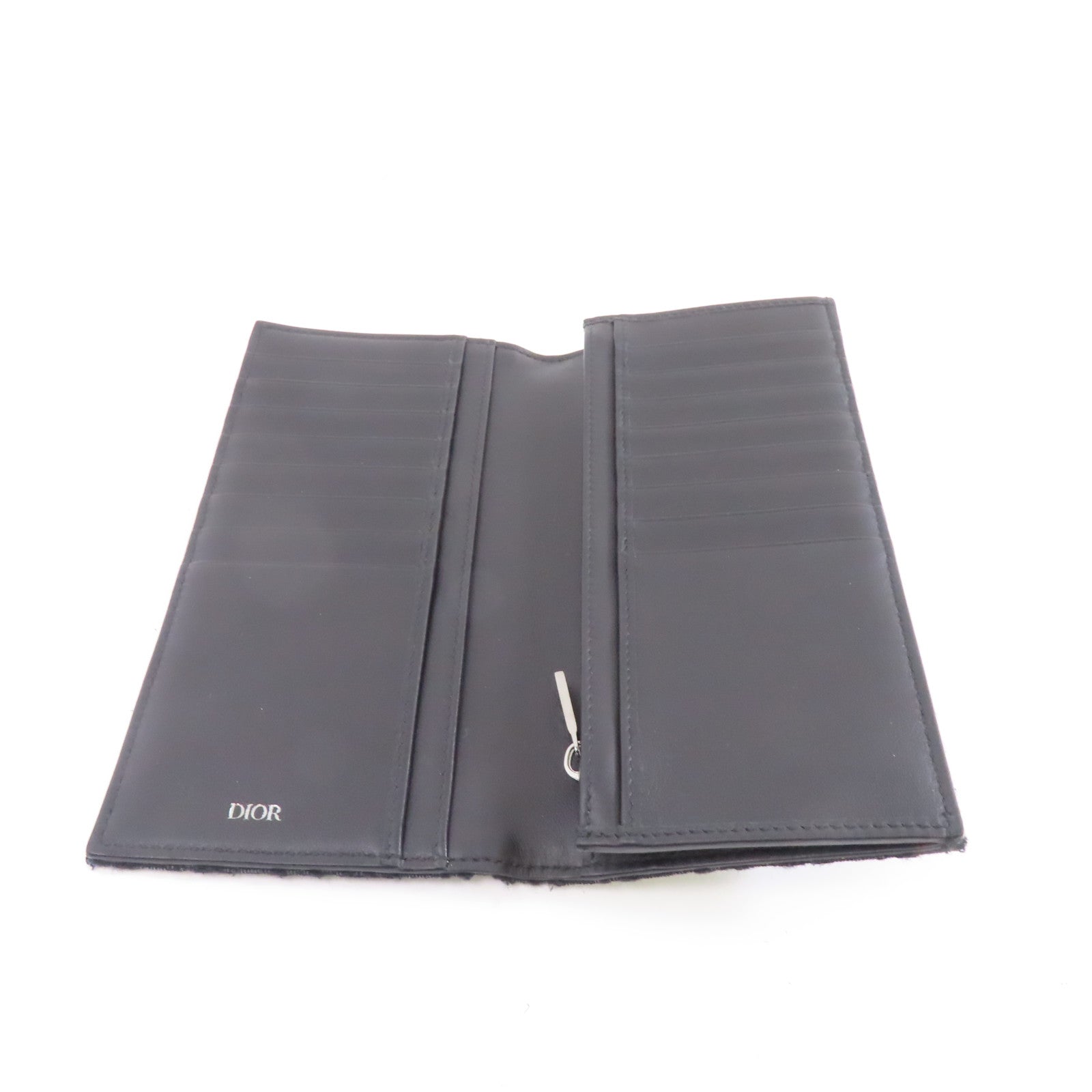 Dior 帆布Oblique Long Wallet銀扣長錢包黑色