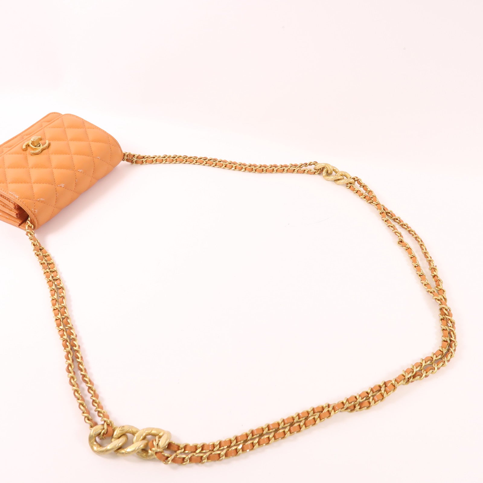 CHANEL 牛皮皮革Chain Shoulder Bag金扣鏈帶肩背袋