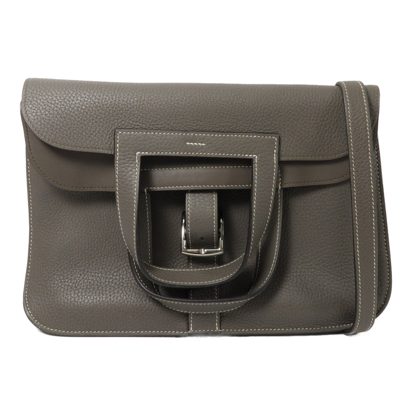 HERMES Clemence皮革Halzan 31手挽肩背兩用袋Etain