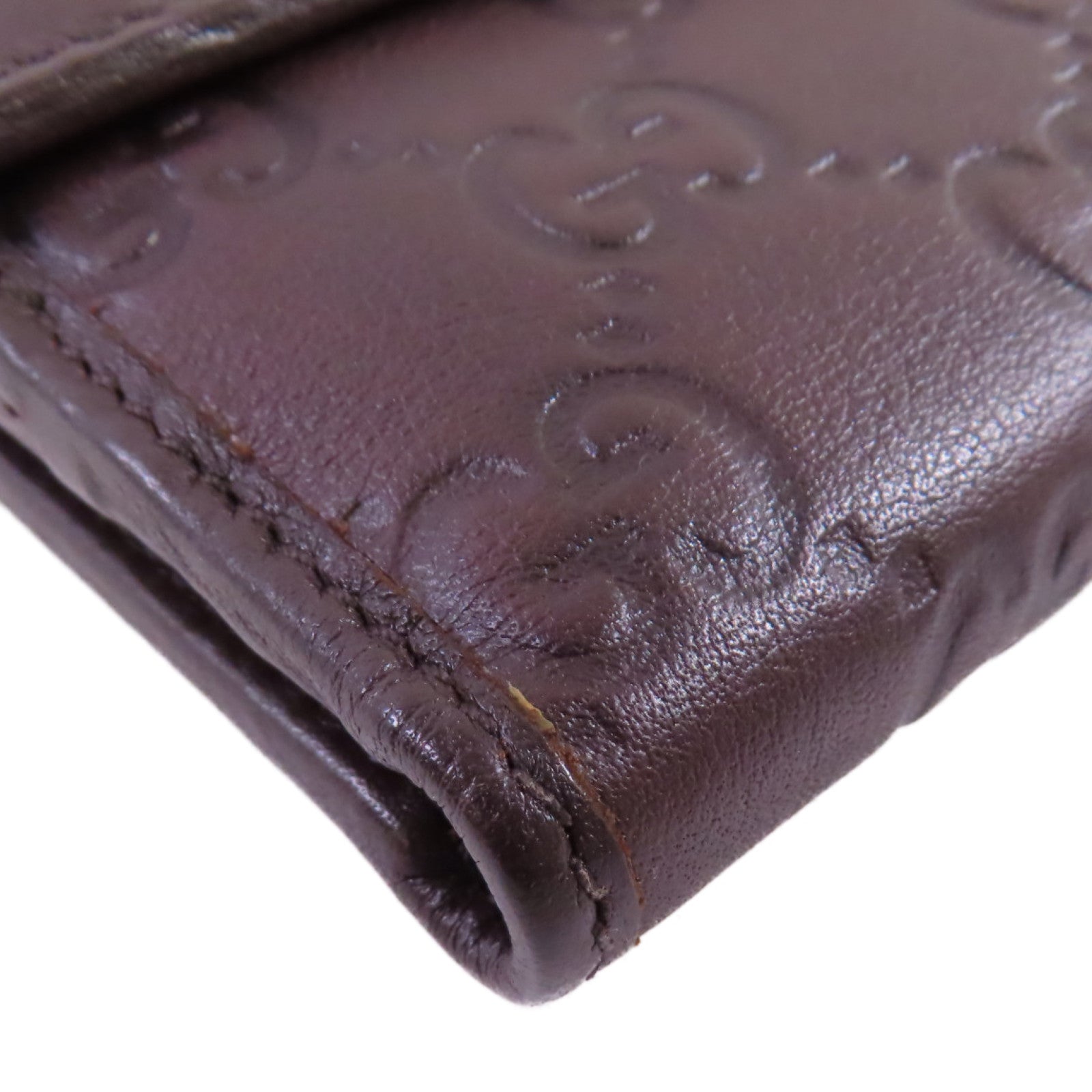 GUCCI 牛皮皮革W Hook Wallet金扣短錢包啡色