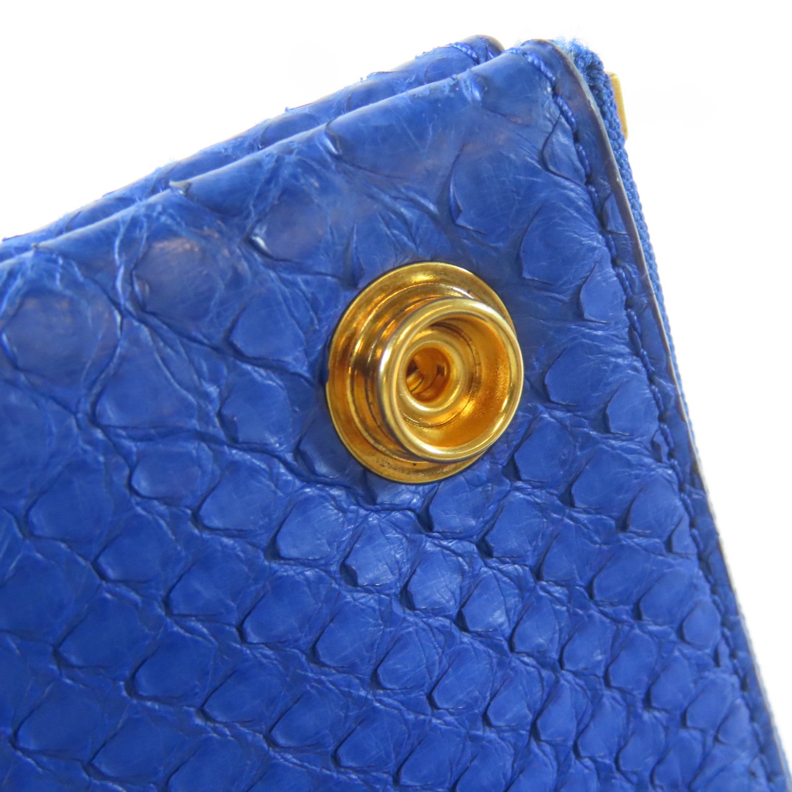 CELINE 蛇皮皮革Trio金扣肩背袋藍色