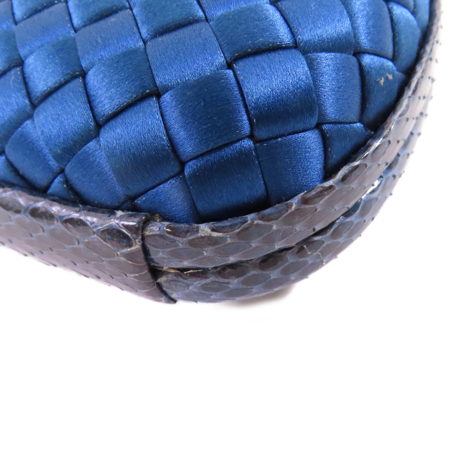 BOTTEGA VENETA 【激減優惠】緞布/蛇皮皮革Clutch Bag手拿包藍色