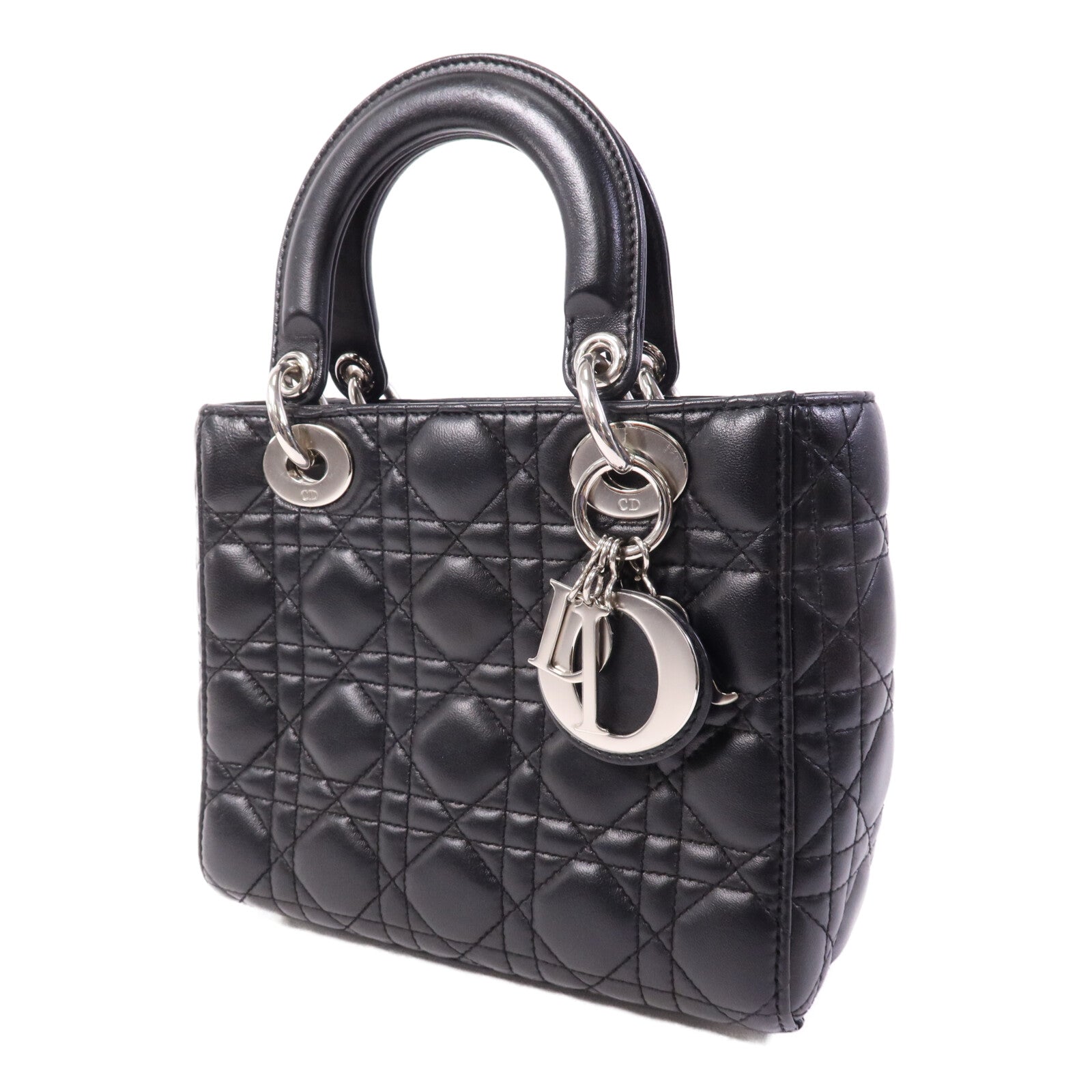 Dior 羊皮皮革Lady Dior Small銀扣手挽袋