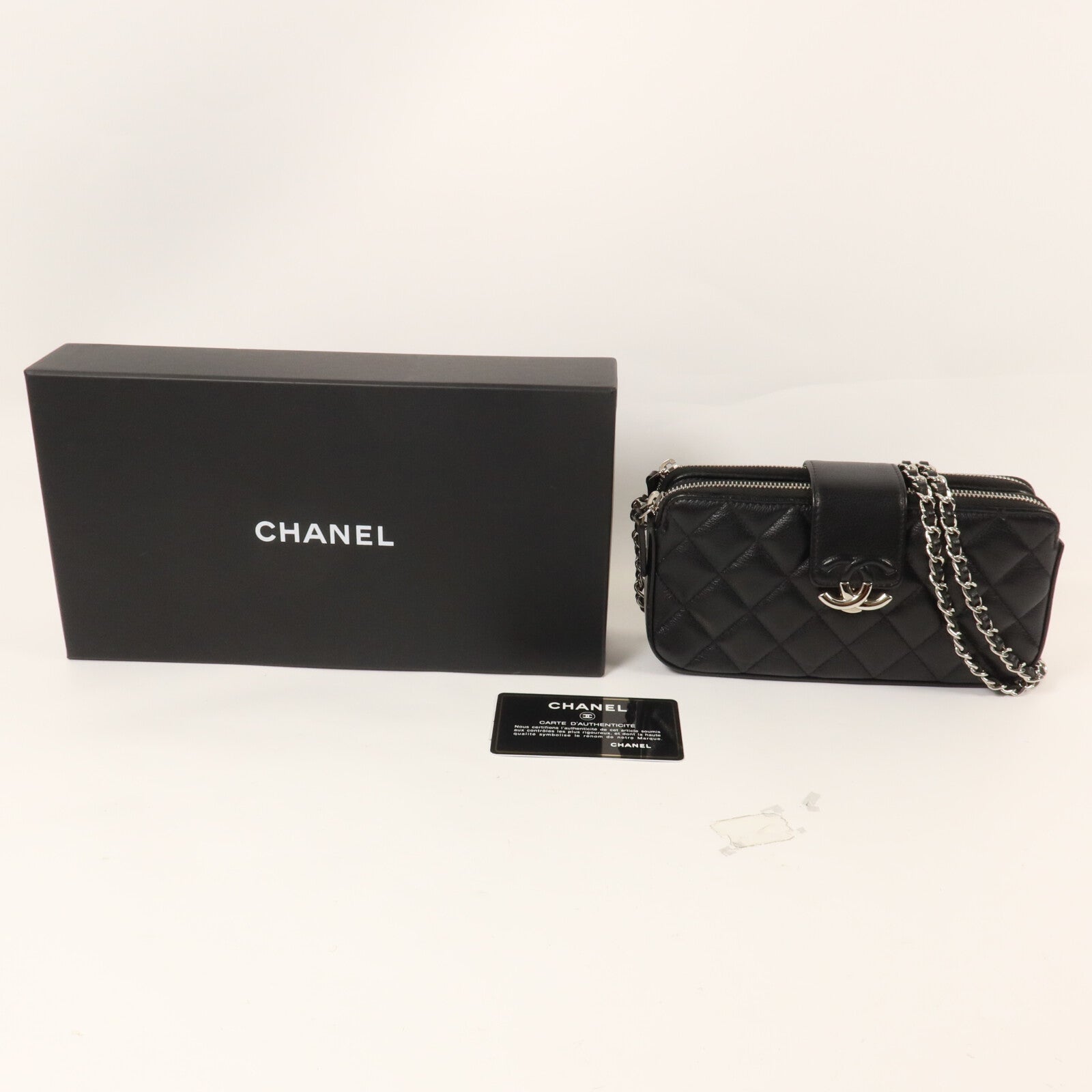 CHANEL 牛皮皮革Quilted CC Box鏈帶肩背袋