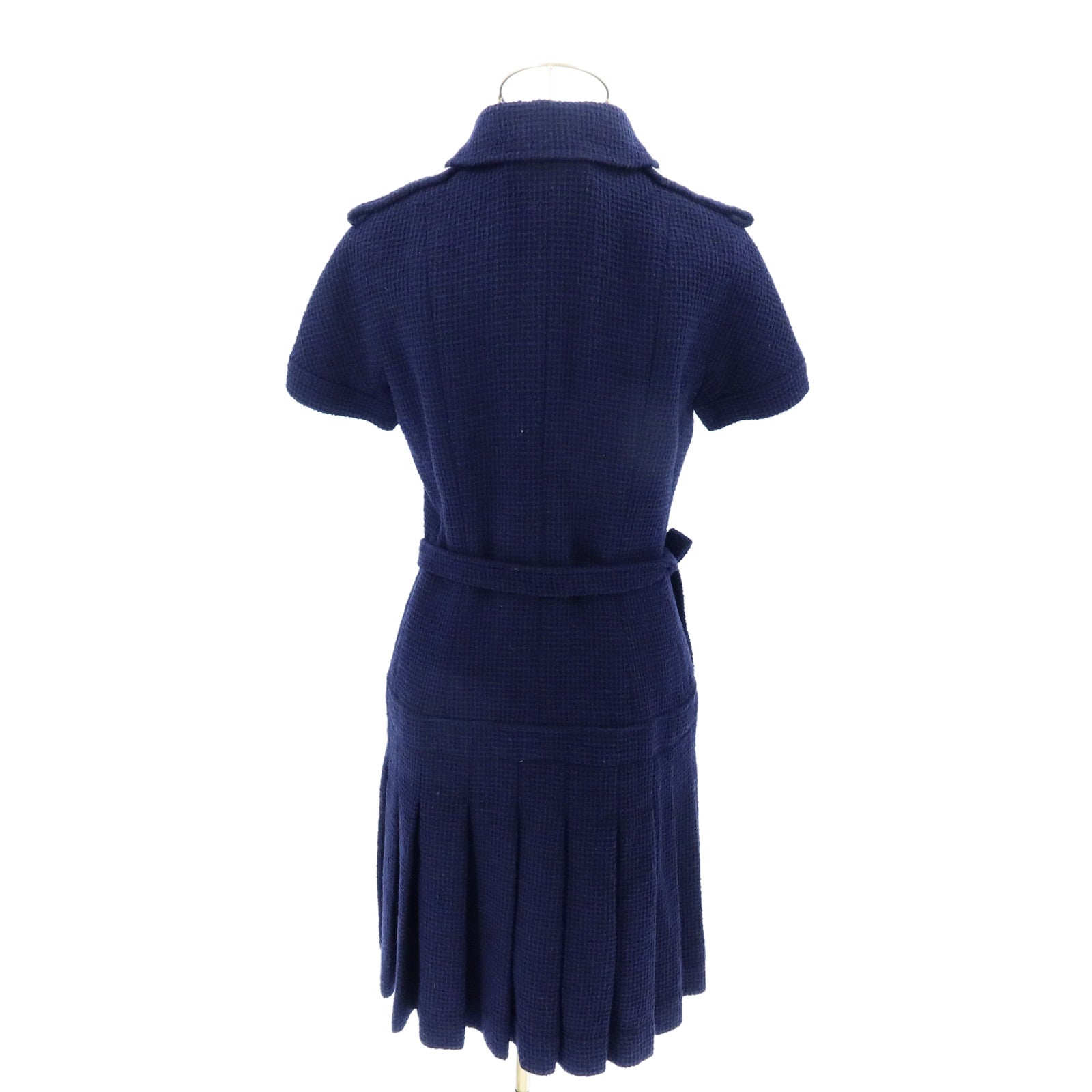 CHANEL Wool/Polyamide Pleated Short Sleeve Dress連身裙