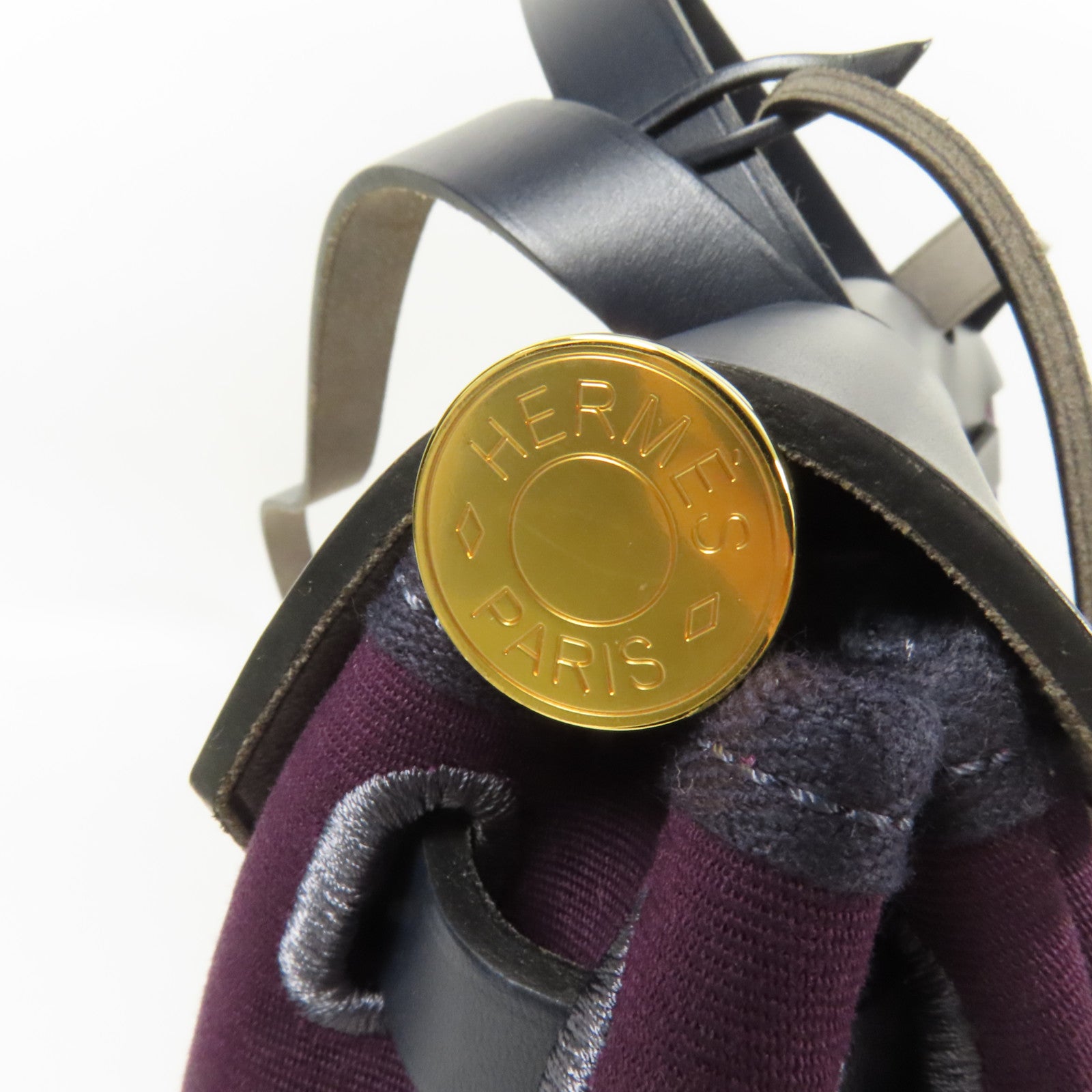 HERMES 帆布Herbag PM金扣手挽肩背兩用袋Cassis