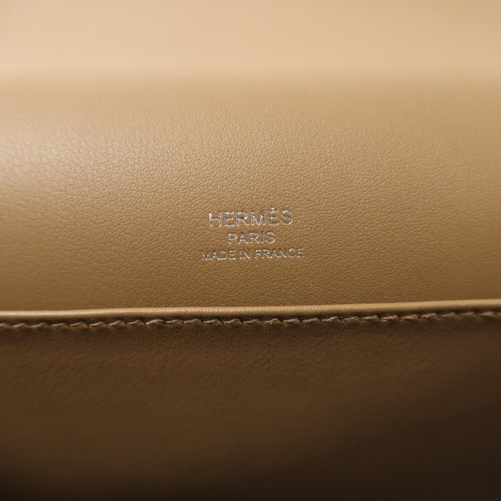 HERMES Chevre皮革Geta銀扣肩背袋Etoupe