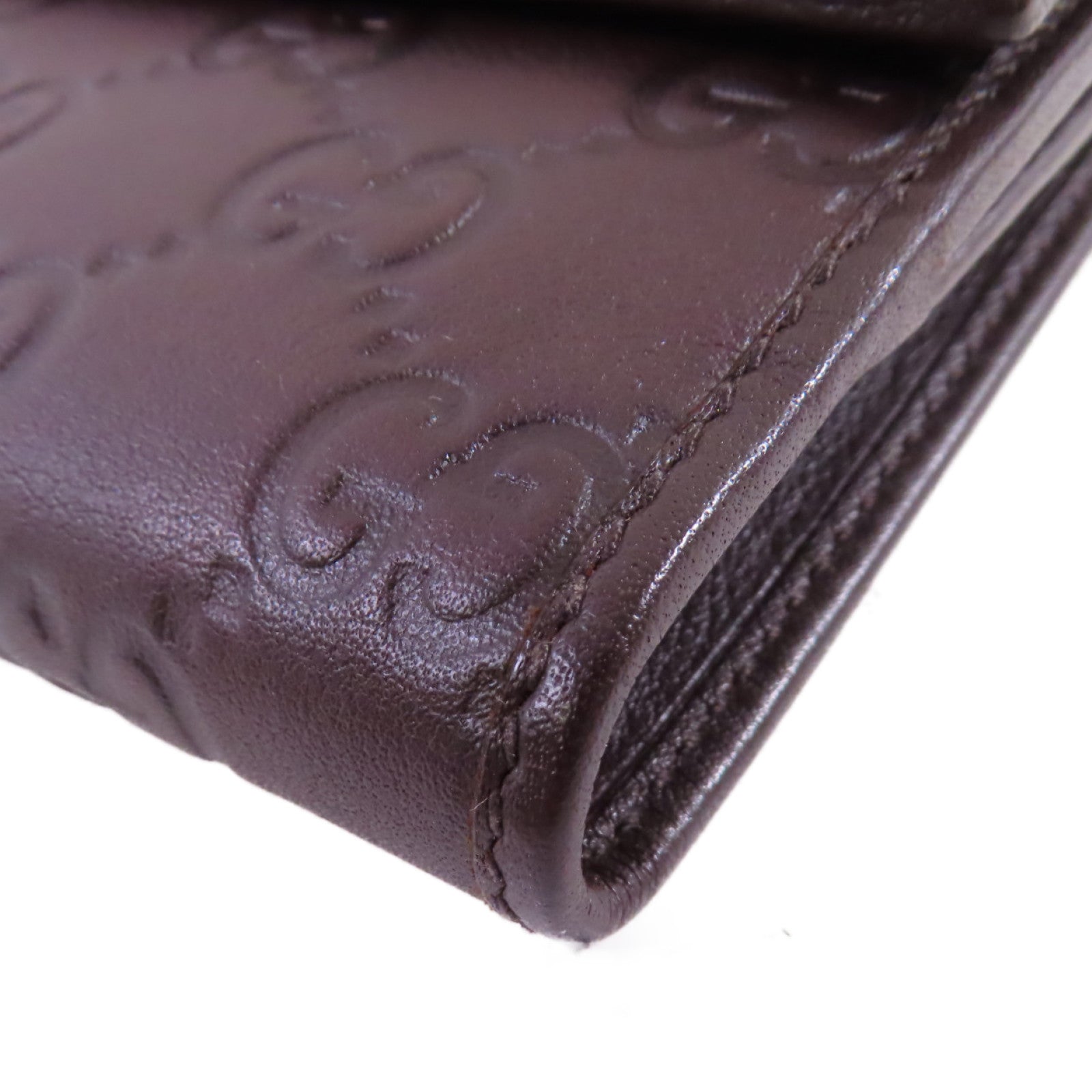 GUCCI 牛皮皮革W Hook Wallet金扣短錢包啡色