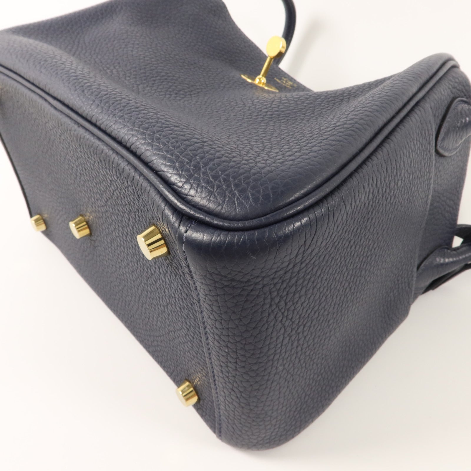 HERMES Clemence皮革Lindy 26手挽肩背兩用袋Bleu Nuit