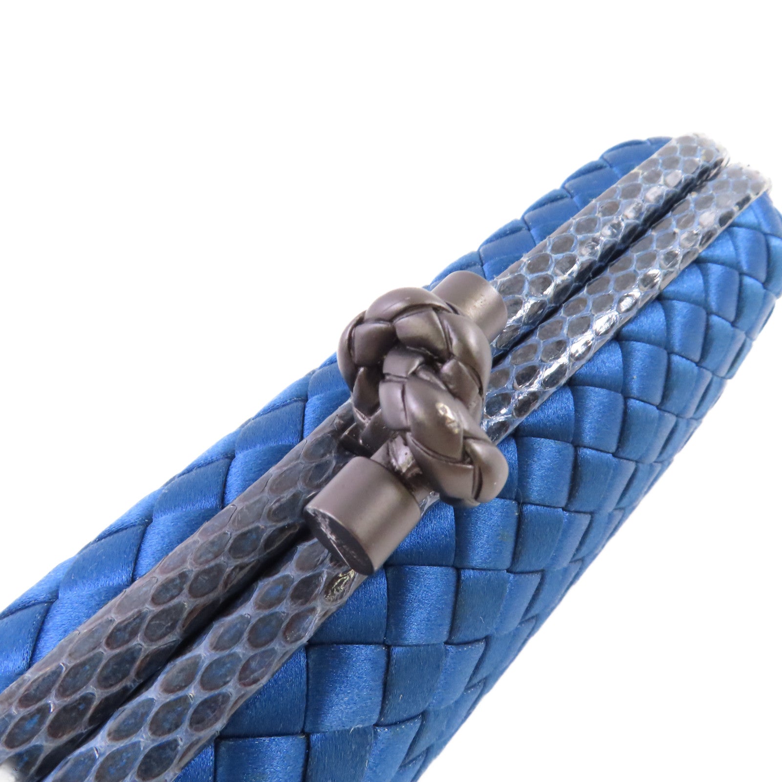 BOTTEGA VENETA 【激減優惠】緞布/蛇皮皮革Clutch Bag手拿包藍色