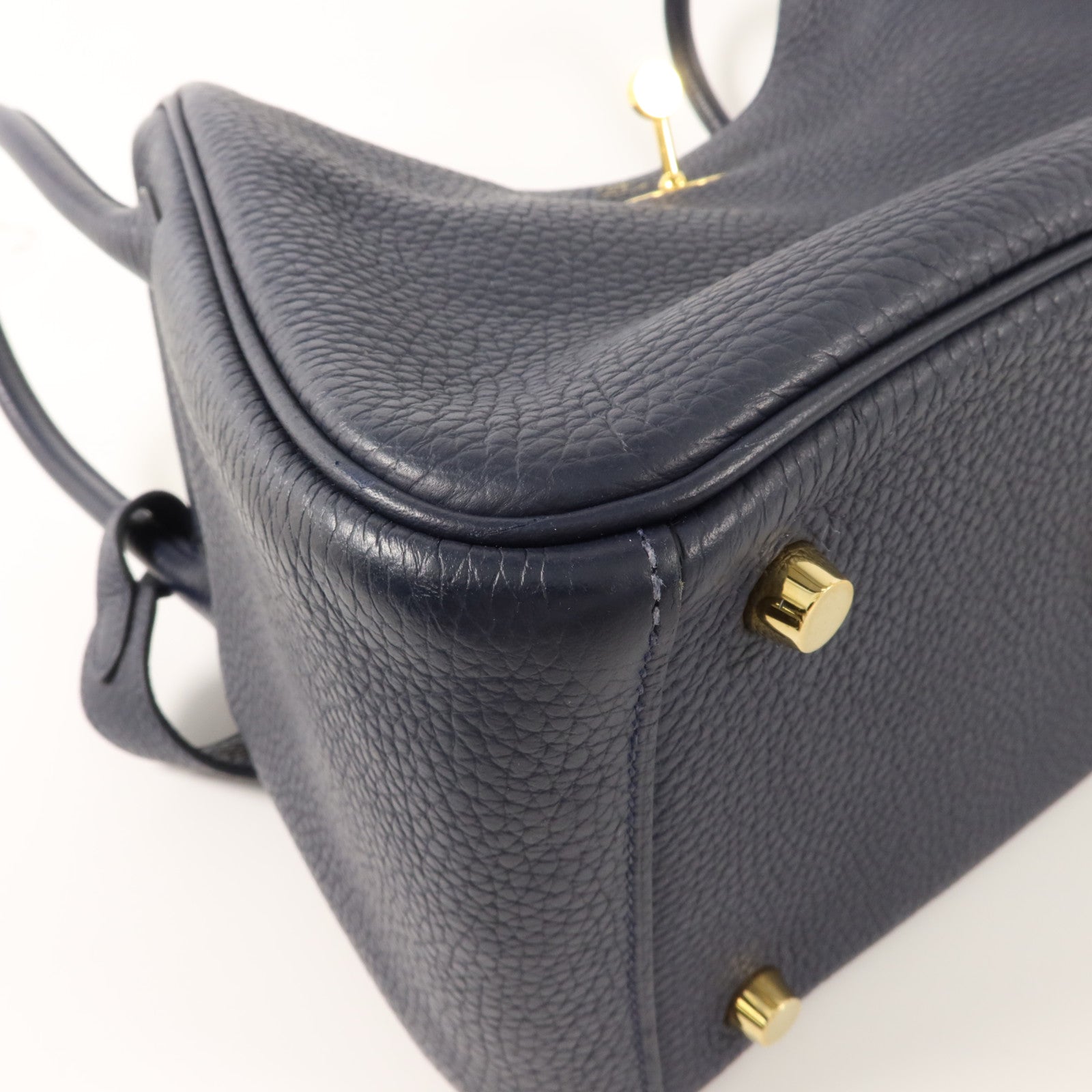 HERMES Clemence皮革Lindy 26手挽肩背兩用袋Bleu Nuit