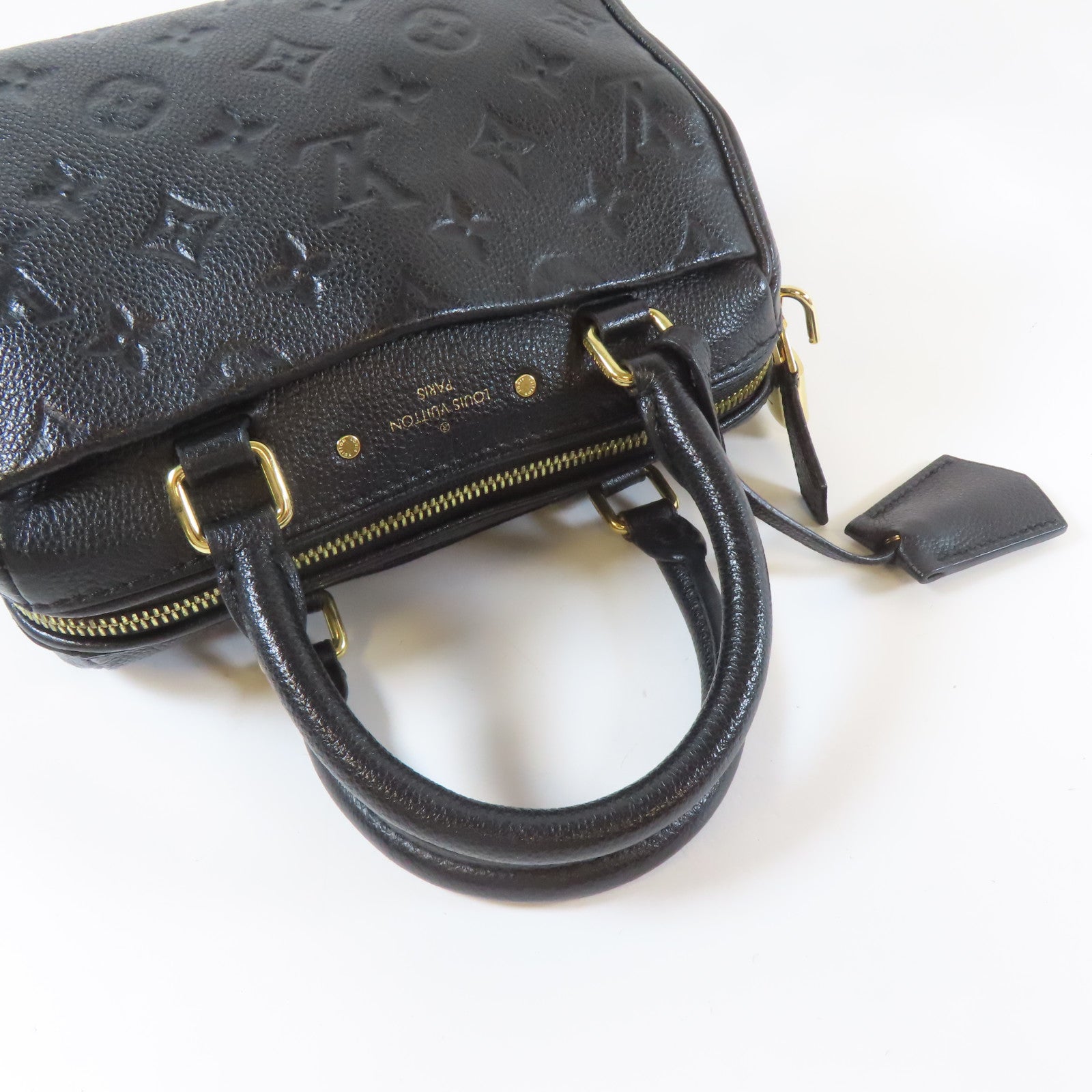 LOUIS VUITTON Monogram Empreinte Speedy Bandouliere 20金扣手挽肩背兩用袋黑色