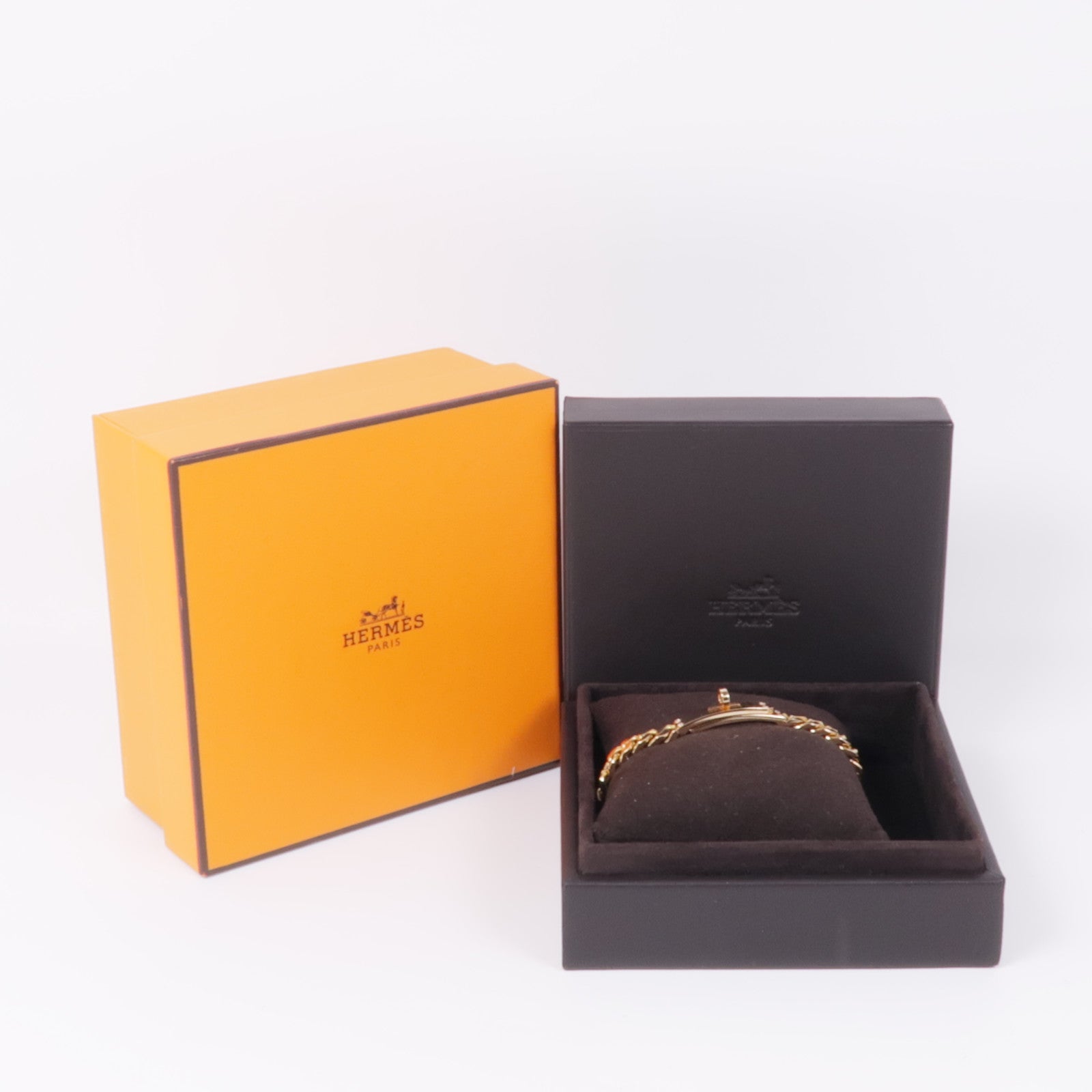HERMES 18K玫瑰金/鑽石Kelly Gourmette Diamond Bracelet手鏈