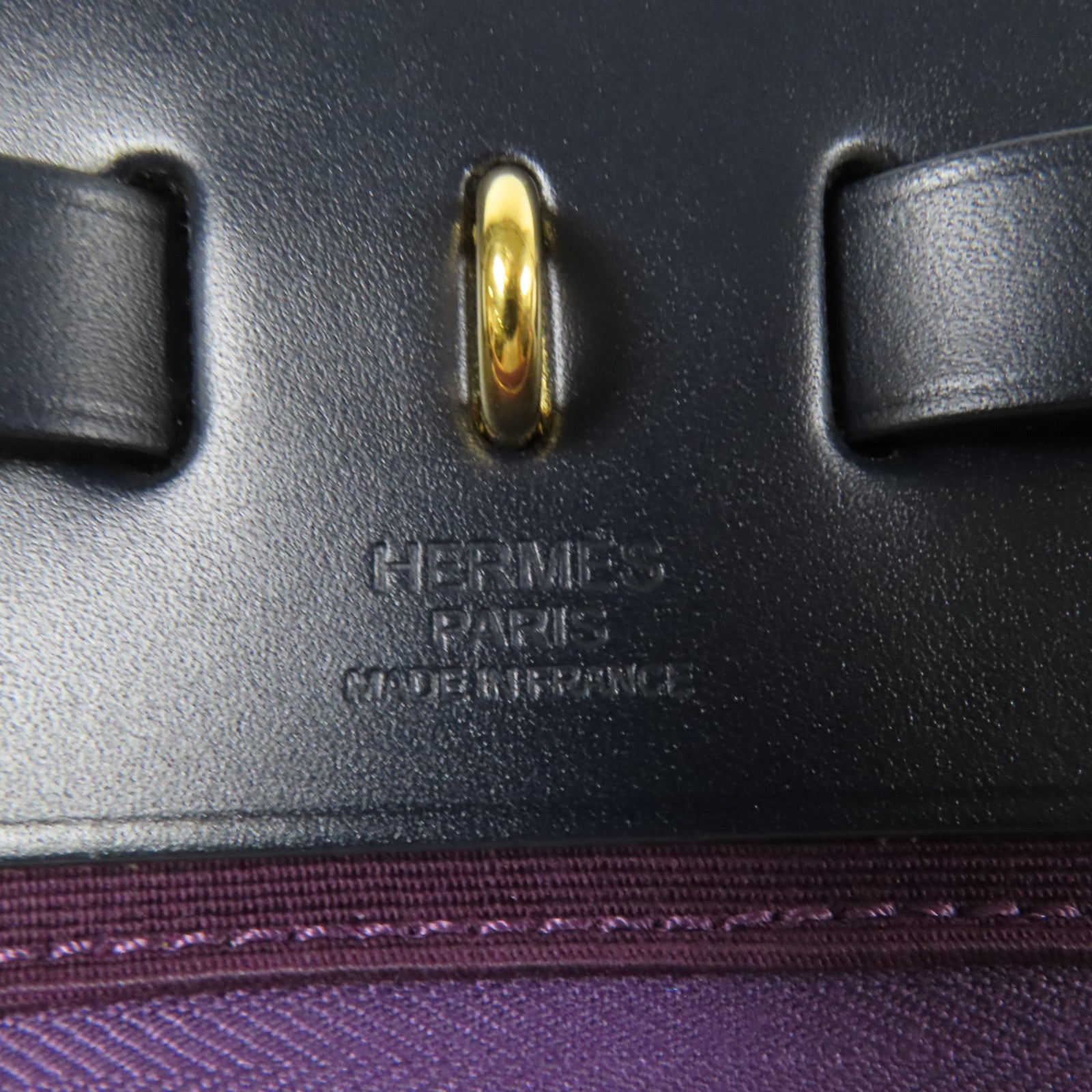 HERMES 帆布Herbag PM金扣手挽肩背兩用袋Cassis