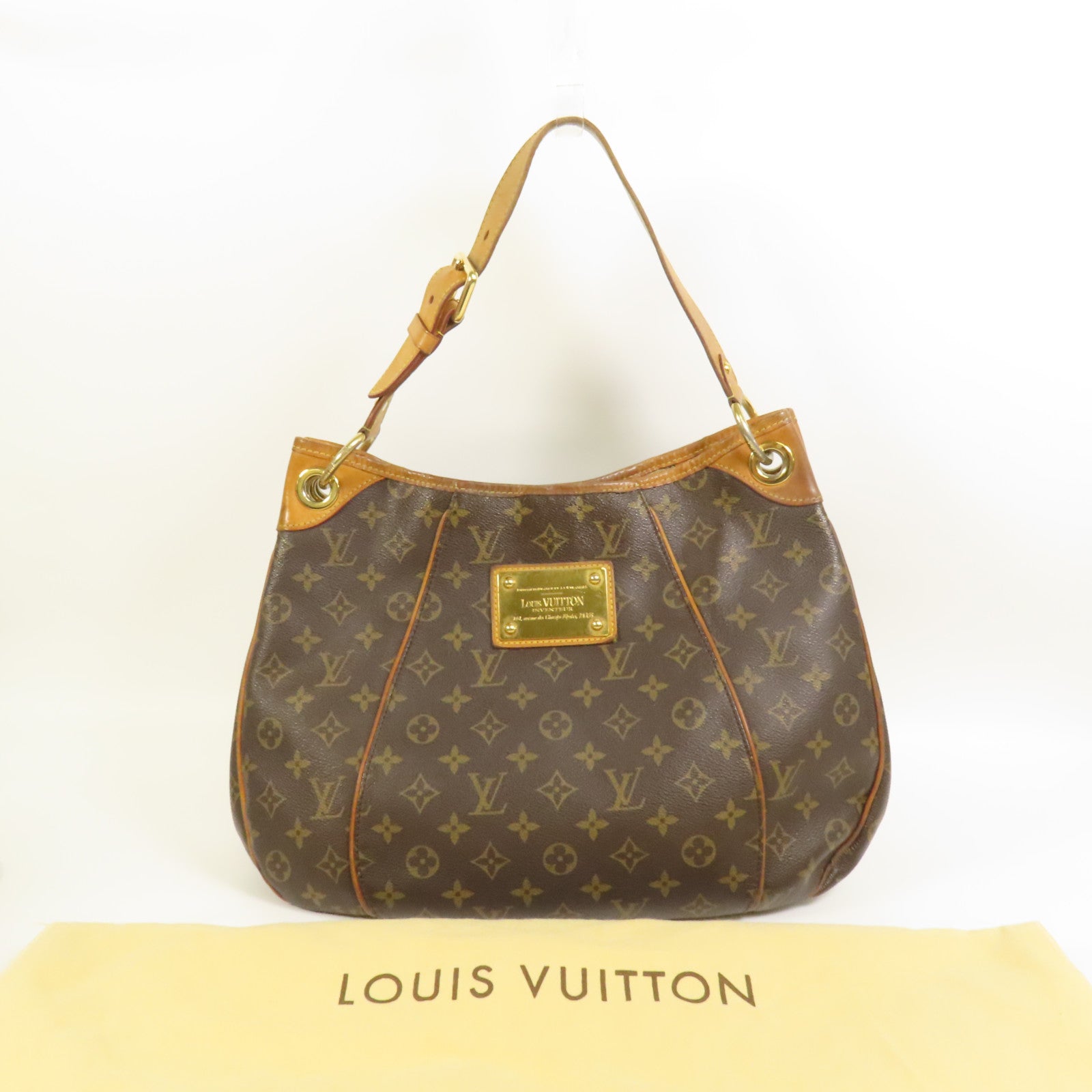 LOUIS VUITTON Monogram Galliera PM金扣肩背袋棕色