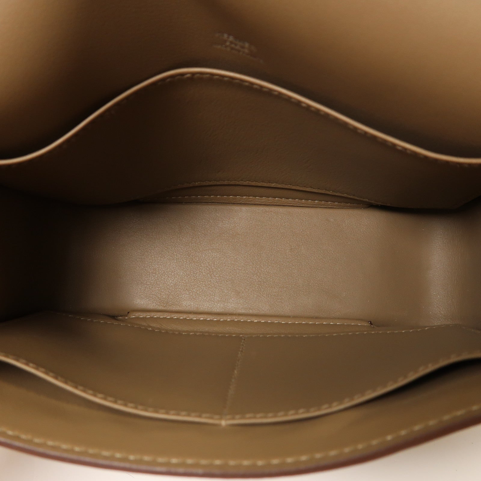 HERMES Chevre皮革Geta銀扣肩背袋Etoupe