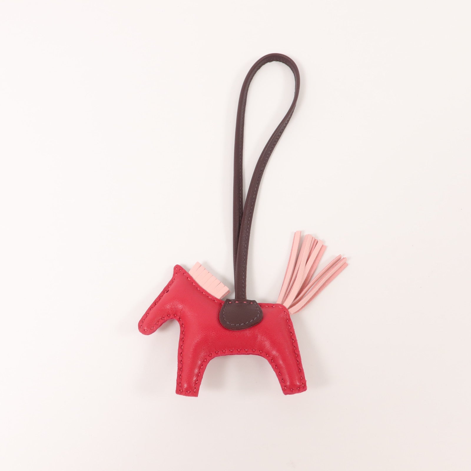 HERMES Milo皮革Rodeo PM掛飾Framboise/Rose Sakura/Rouge Sellier