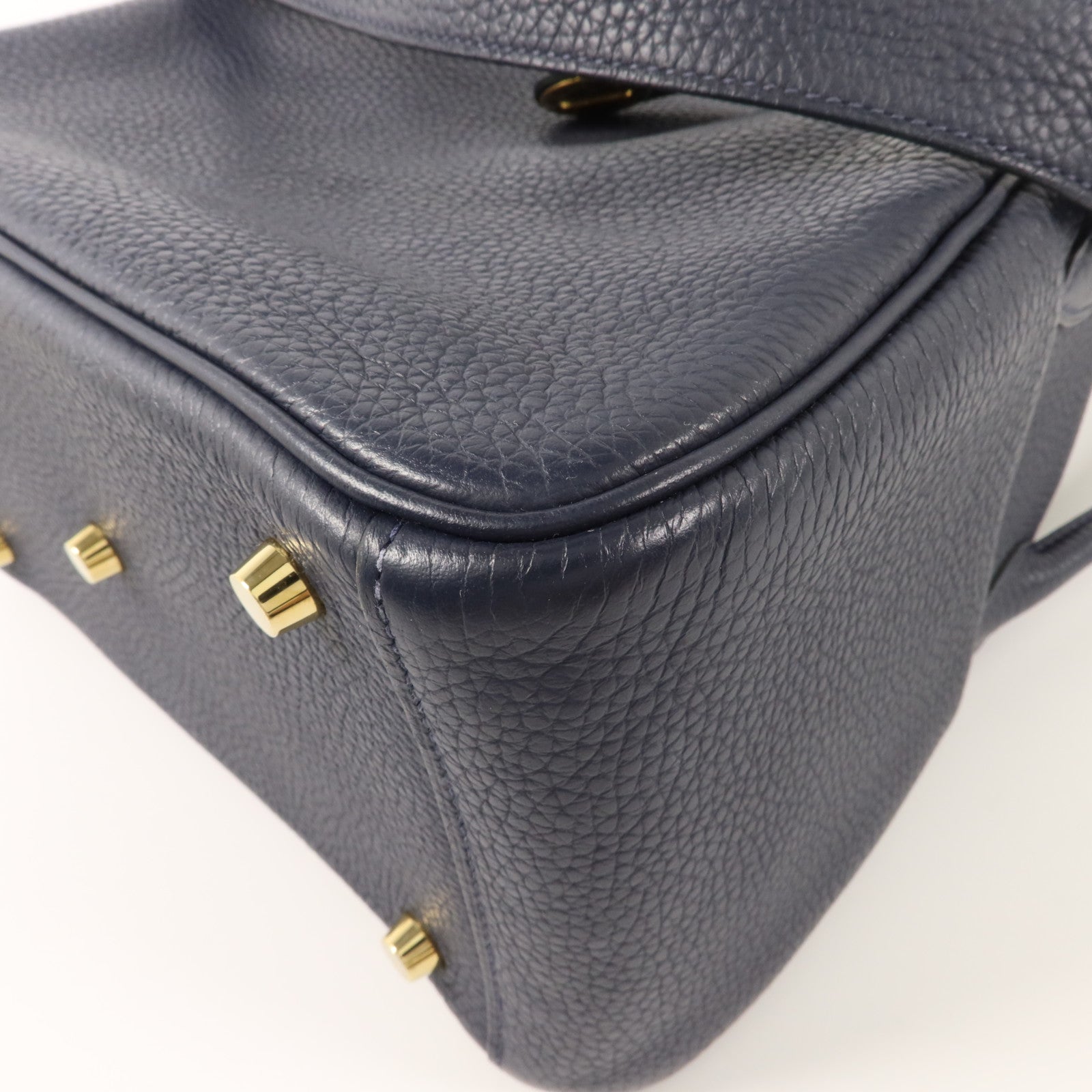 HERMES Clemence皮革Lindy 26手挽肩背兩用袋Bleu Nuit