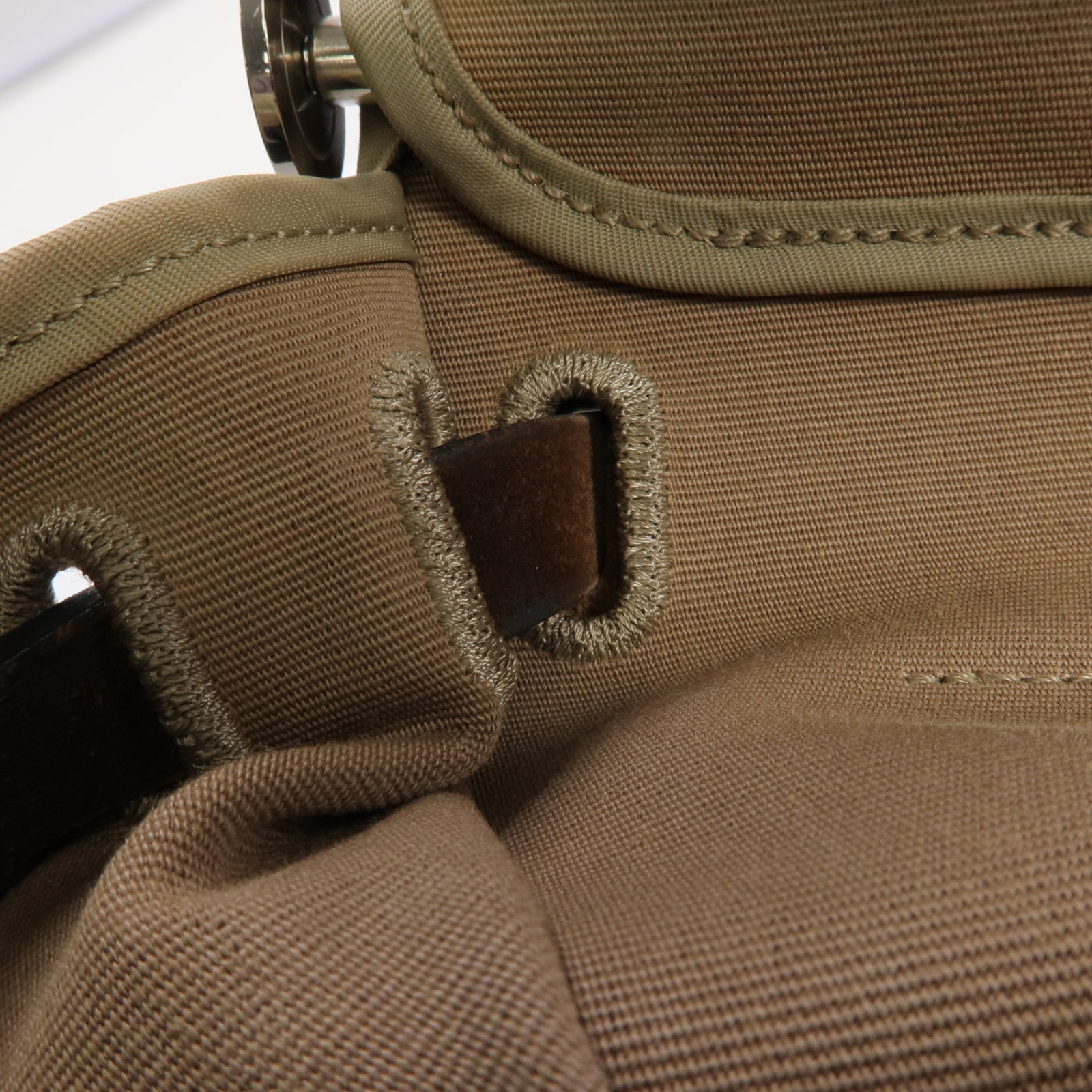 HERMES 帆布Herbag PM銀扣手挽肩背兩用袋Etoupe