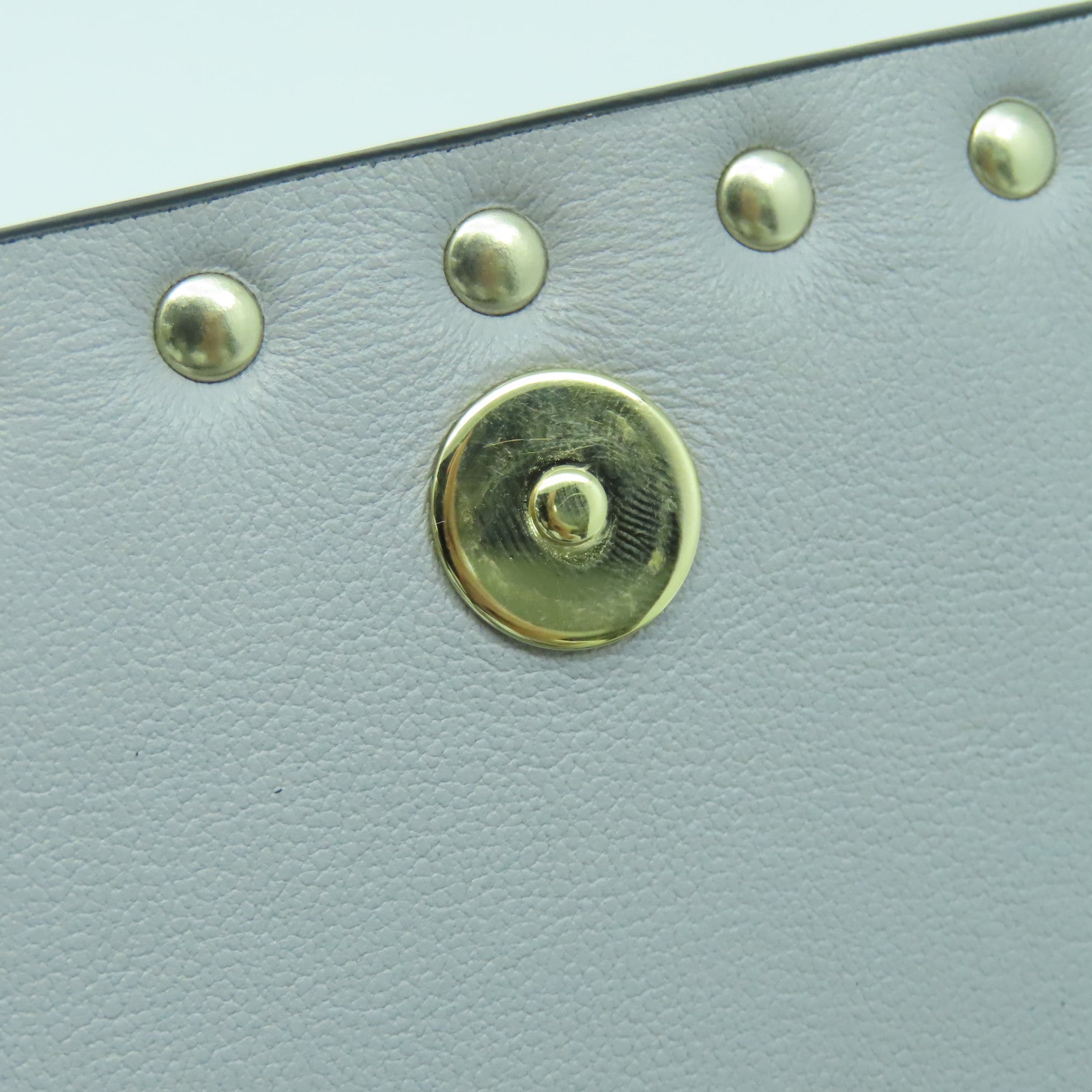 Valentino 牛皮皮革Shoulder Bag金扣鏈帶肩背袋灰色
