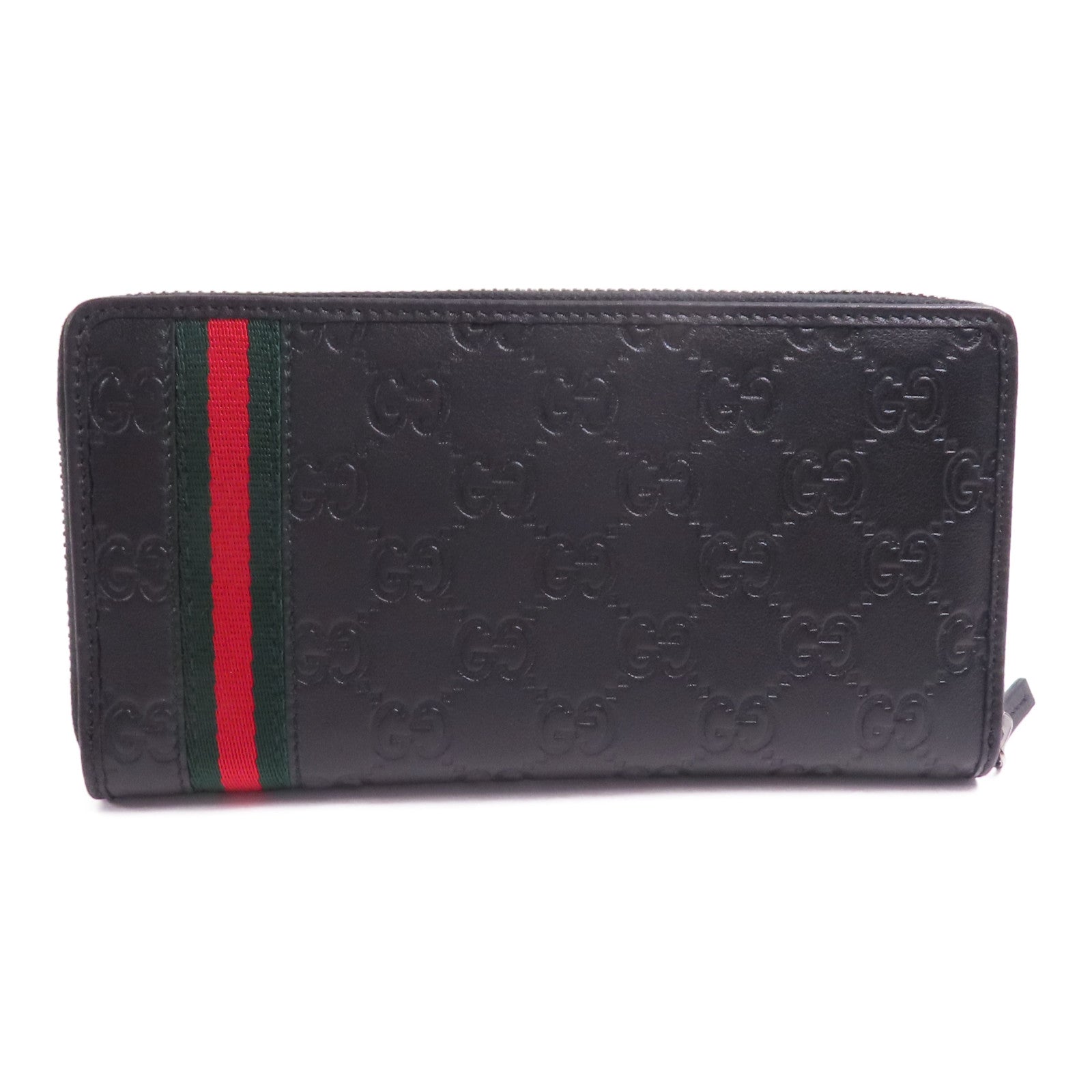GUCCI GG Long Wallet 308009 Calfskin Leather Black