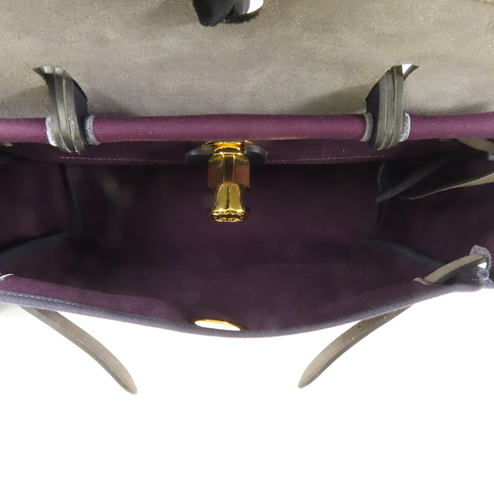 HERMES 帆布Herbag PM金扣手挽肩背兩用袋Cassis