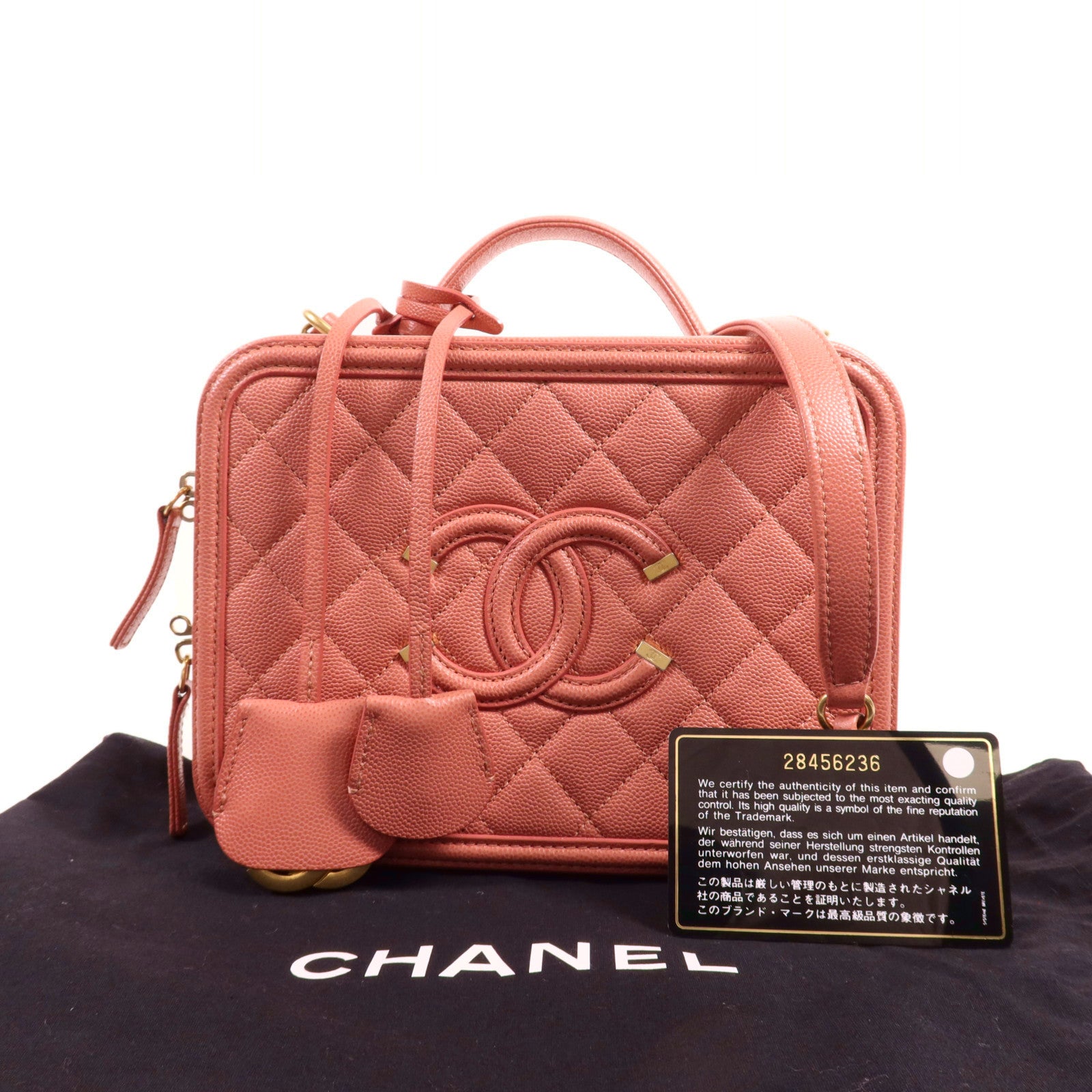 CHANEL 牛皮皮革Vanity Case金扣手挽肩背兩用袋